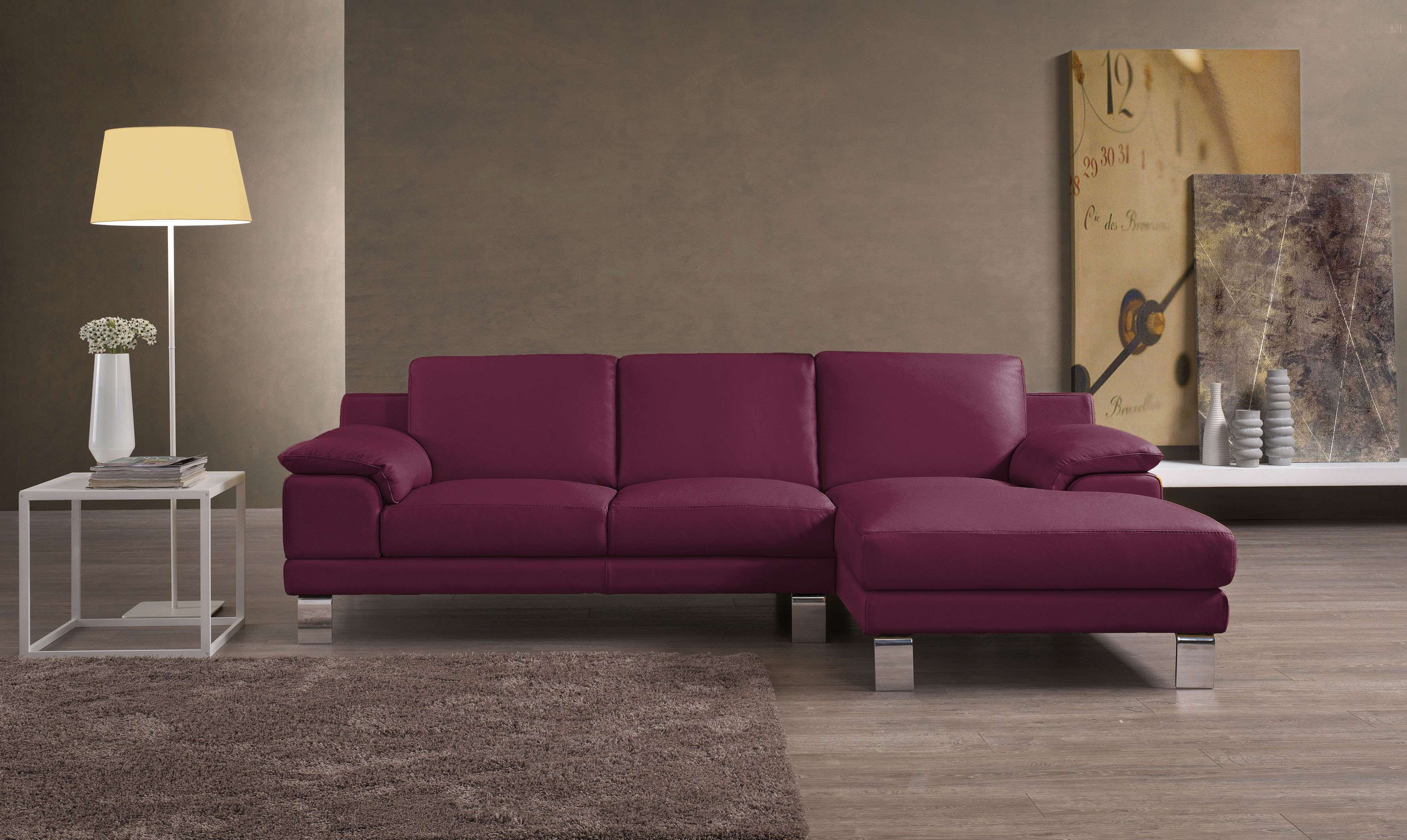 Egoitaliano Ecksofa "Shakira, Design & Sitzkomfort auf hohem Niveau, Breite 236cm, L-Form" mit Recamiere, L-Form, edle Füße