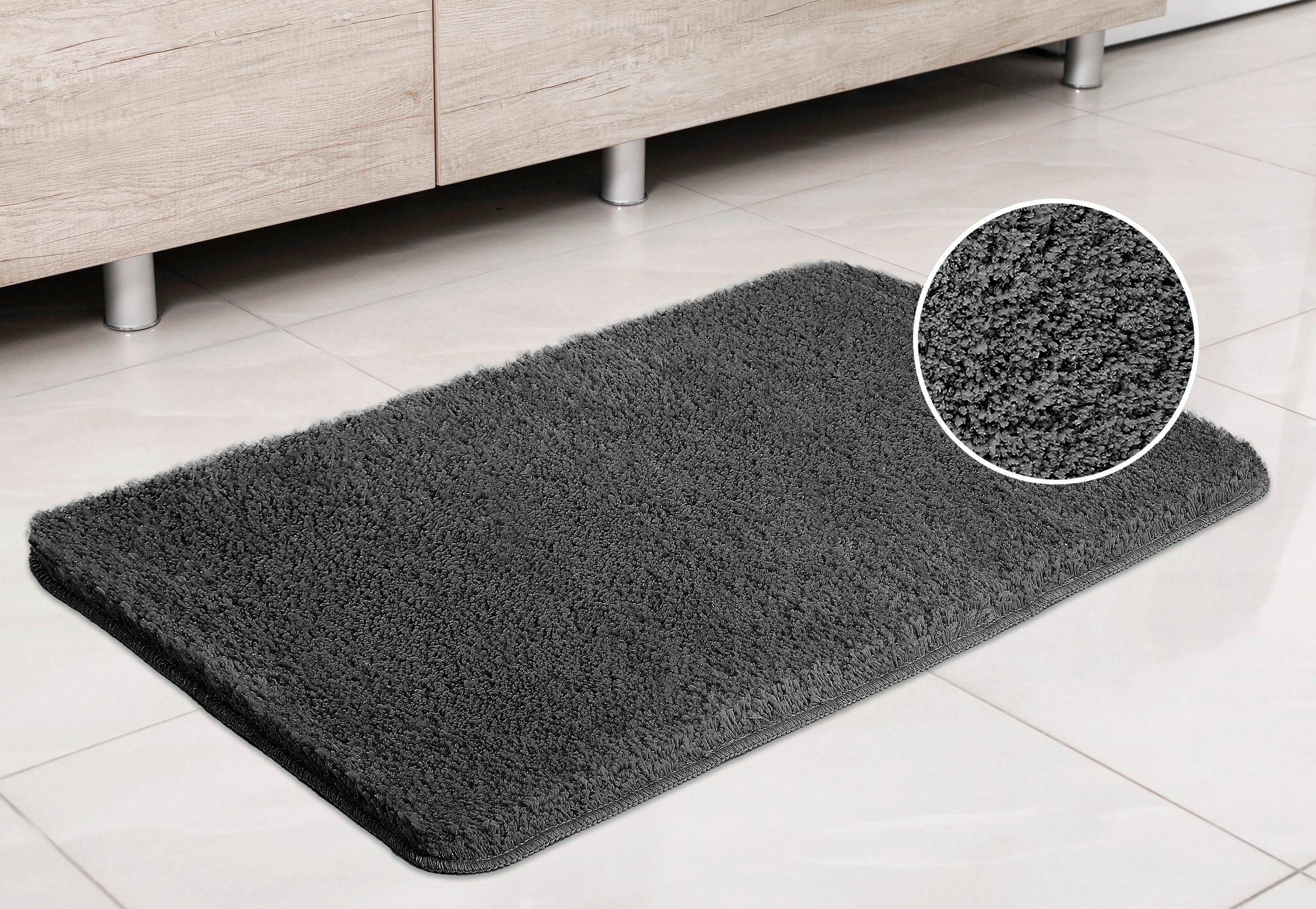 my home Badematte »Glitzer, Badvorleger, Badezimmer Teppich«, rutschhemmend beschichtet, fußbodenheizungsgeeignet-schnell trocknend-strapazierfähig, Badteppich, Akzente durch Glitzer-Garn