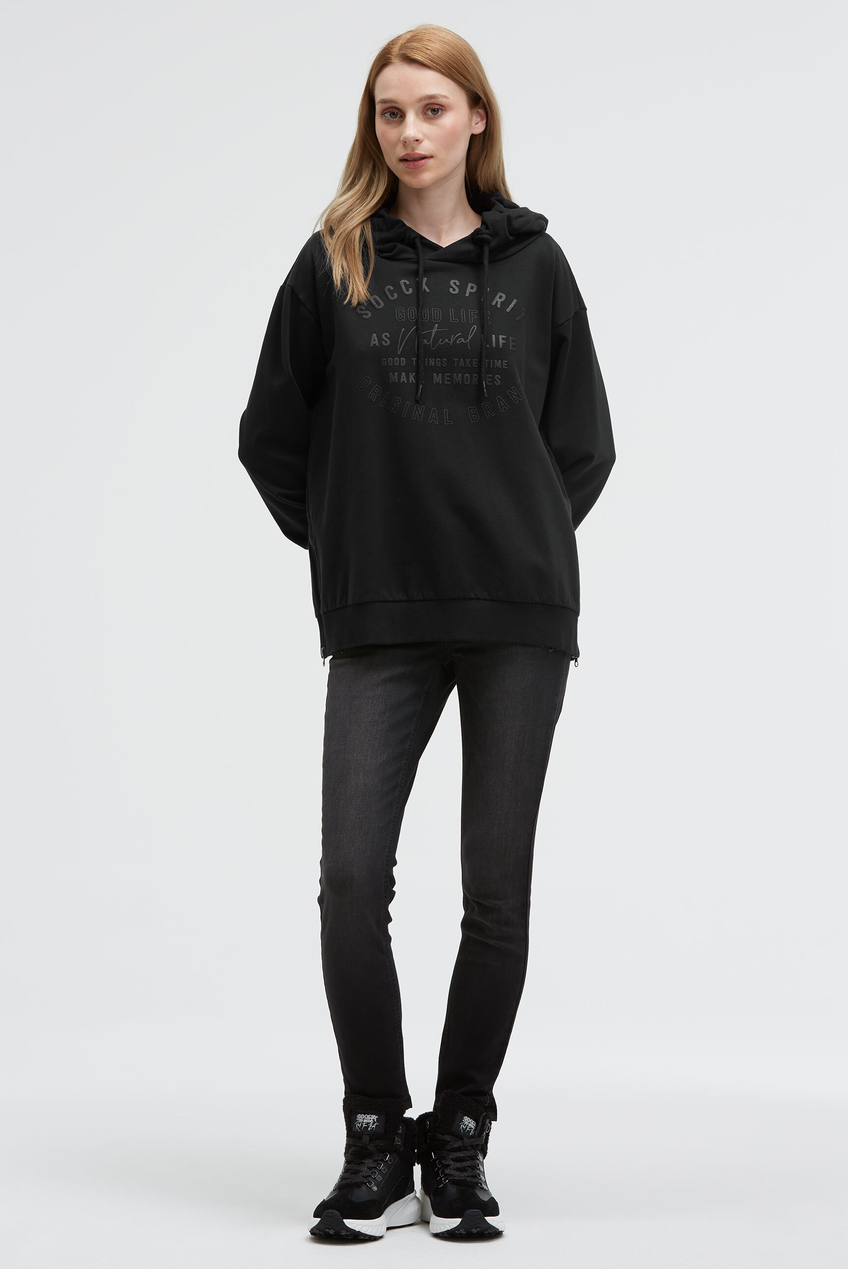 SOCCX Kapuzensweatshirt, mit Reißverschluss an den Seiten