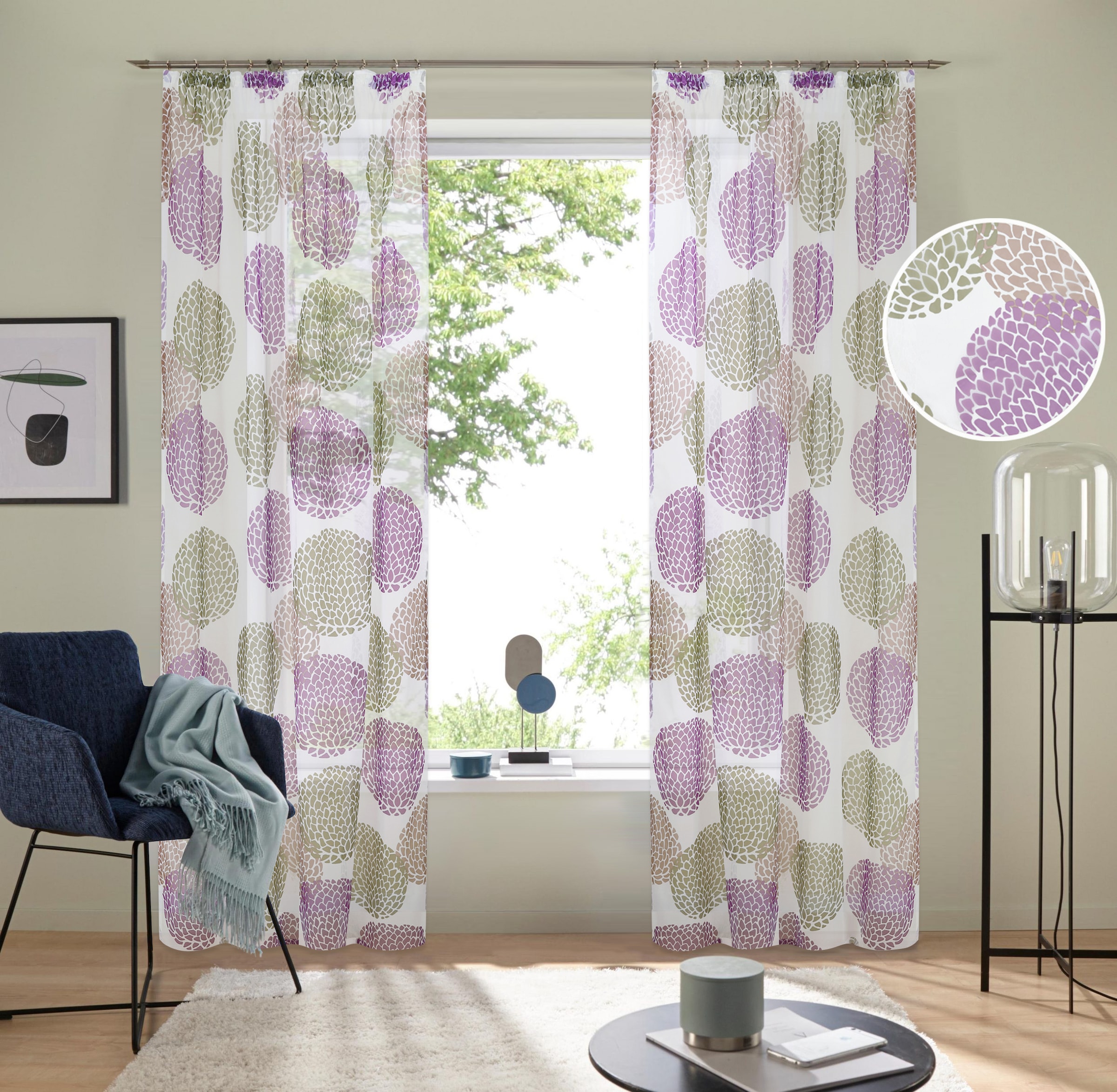 OTTO home Gardine "Belem" Kräuselband 1 Stk. tlg. 1 bzw. 2 Schals, Vorhang, günstig online kaufen