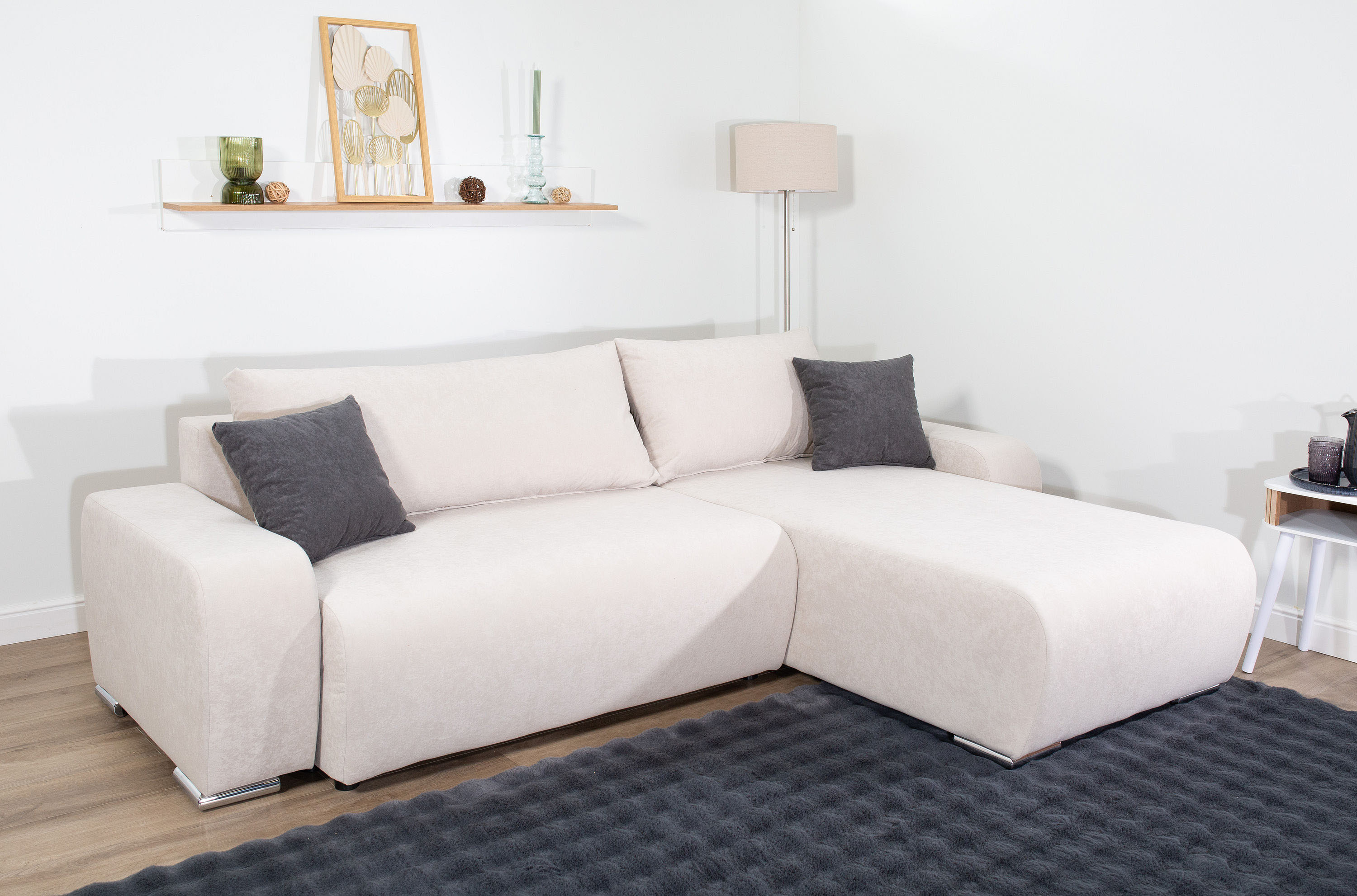 COLLECTION AB "Pia L-Form, B: 237 cm" Schlaffunktion, Bettkasten & 2 Zierkissen, Federkern