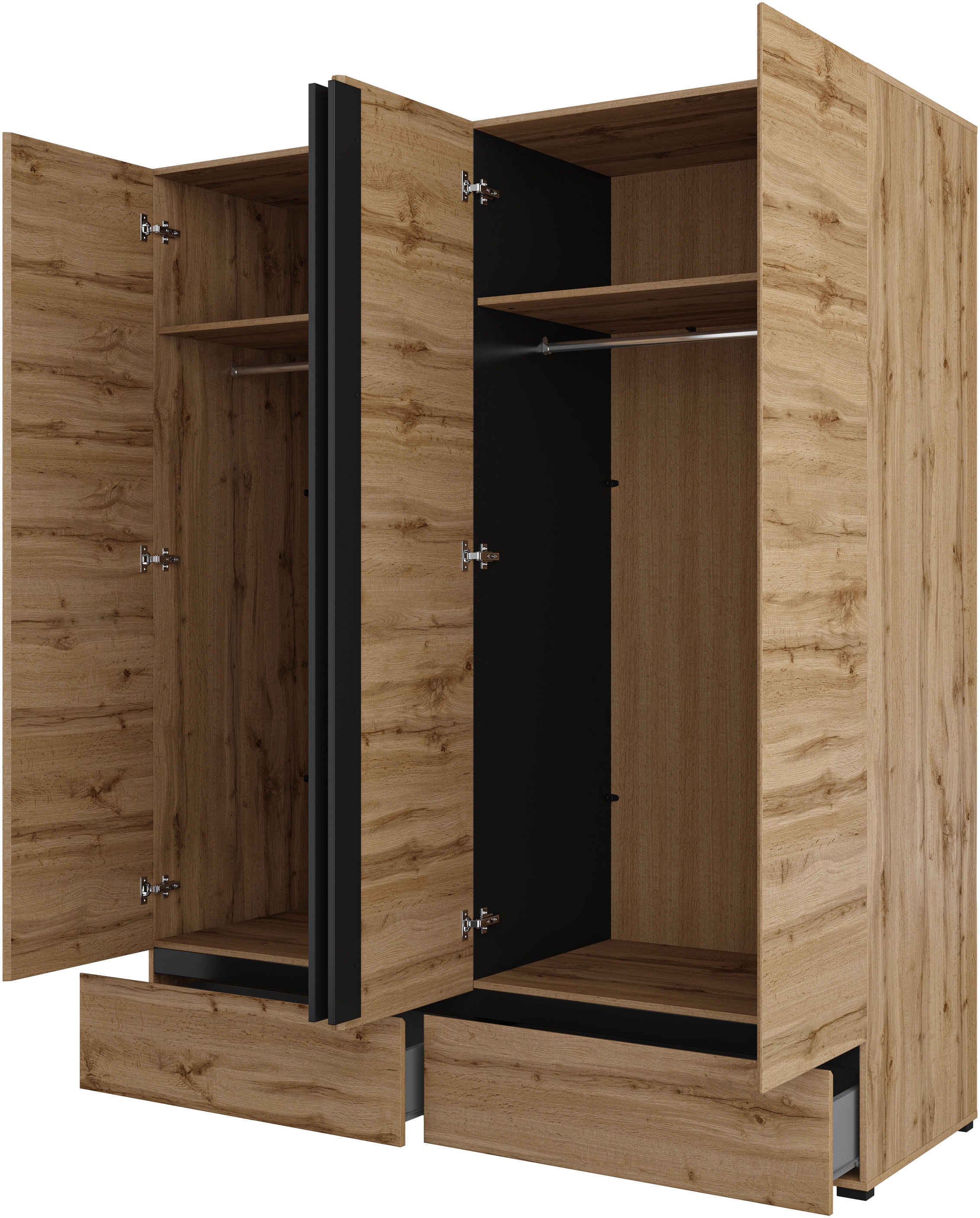 INOSIGN Schlafzimmer-Set »Cross, moderne, grifflose Optik, FSC-zertifiziert«, (4 tlg., Bett 180x200cm, 2 Nachtkommoden, Schrank 2-oder 4-türig), Komplettschlafzimmer-Set