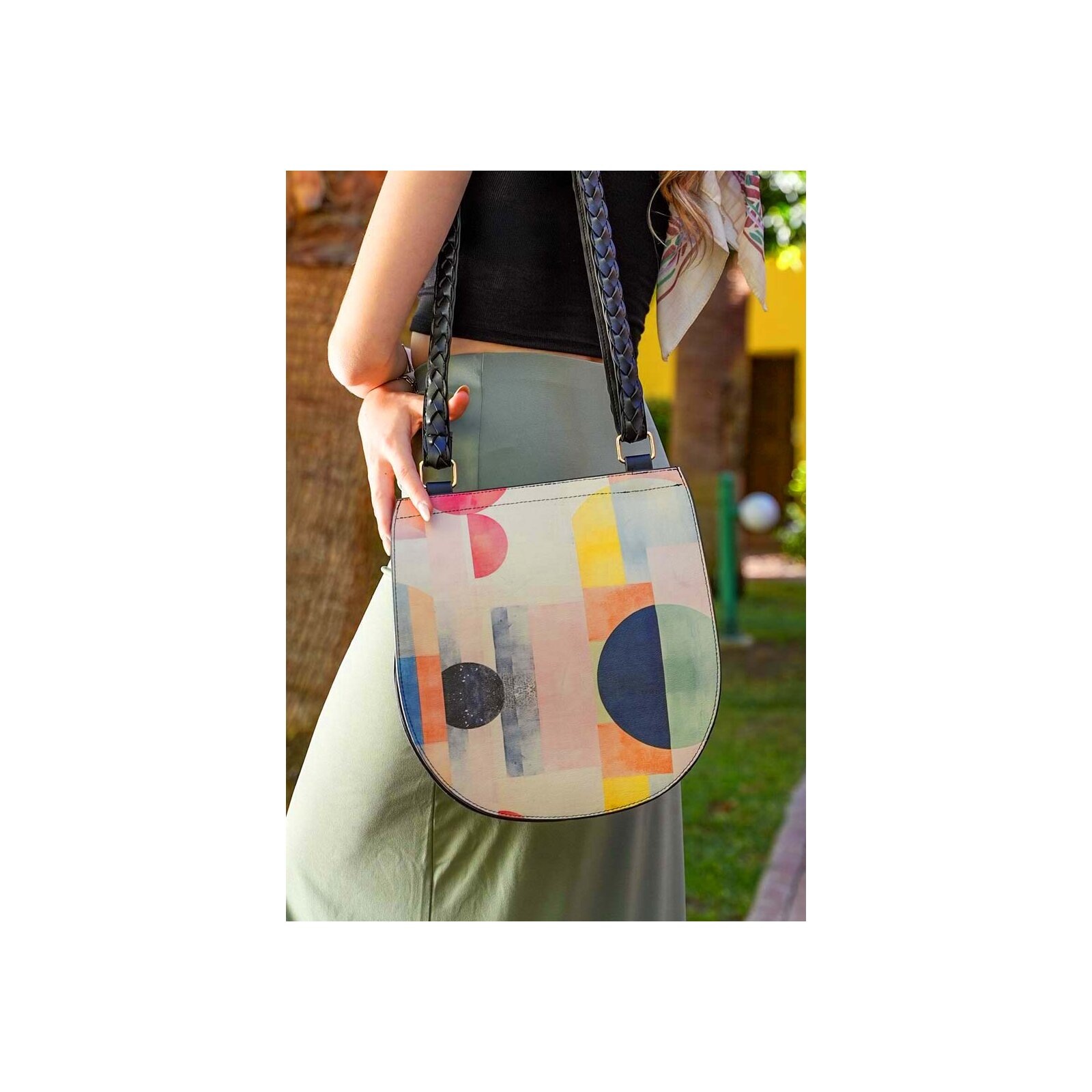 DOGO Umhängetasche »Ivy Bag Umhängetasche Geometric Shapes Damen Schultertasche« Handgefertigt