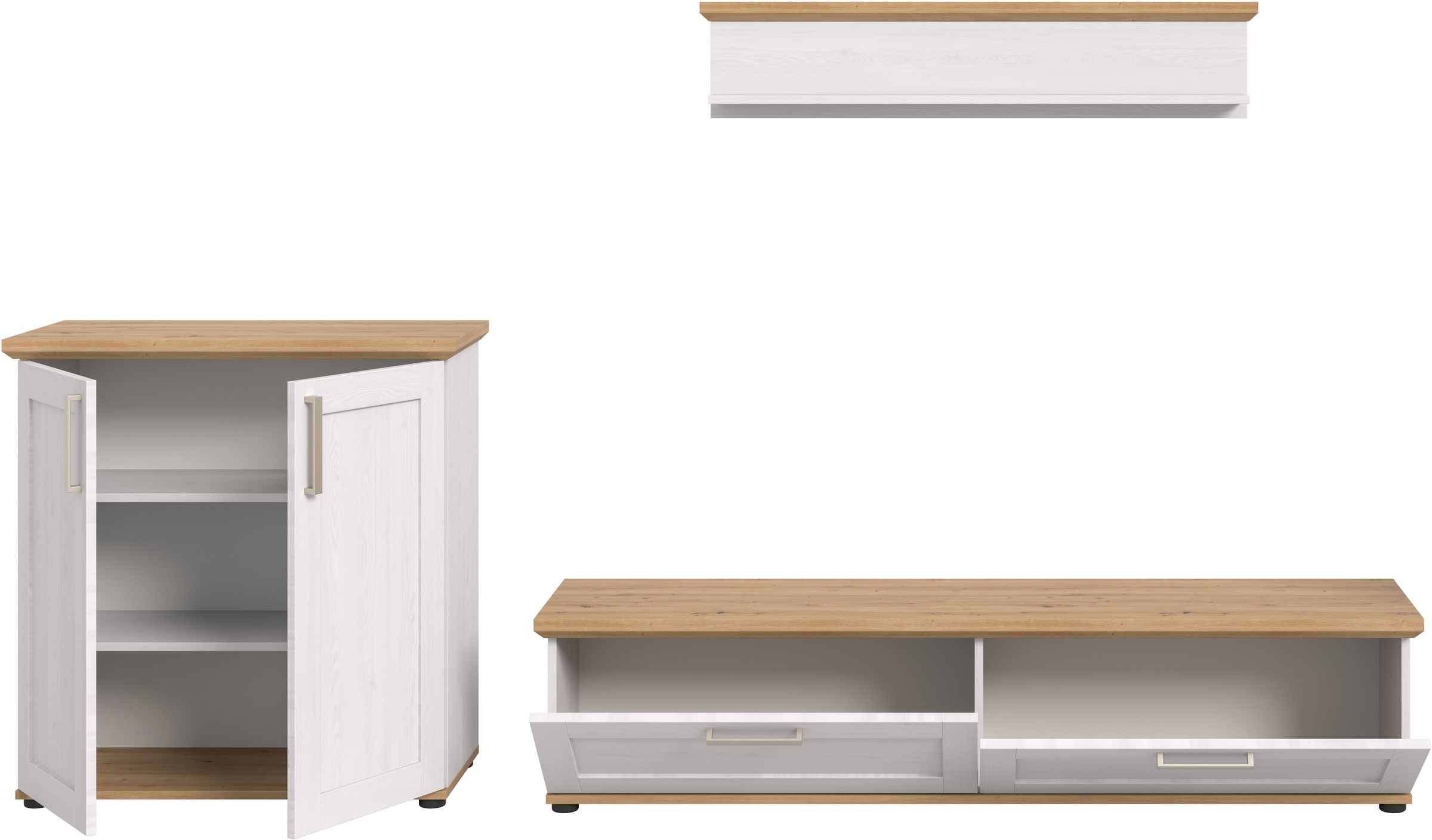 Home affaire Wohnwand »Cosenza«, (Set, 3 St.), Cosenza, Breite: 260 cm, Highboard, Lowboard, Wandboard
