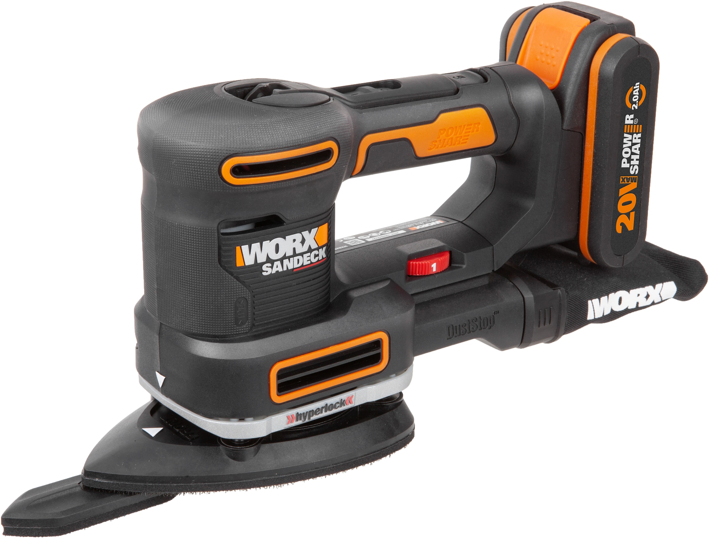 Worx Akku-Multischleifer "WX820", 5-in-1 Funktionen, DustStop-Mikrofilter, inkl. Akku & Ladegerät