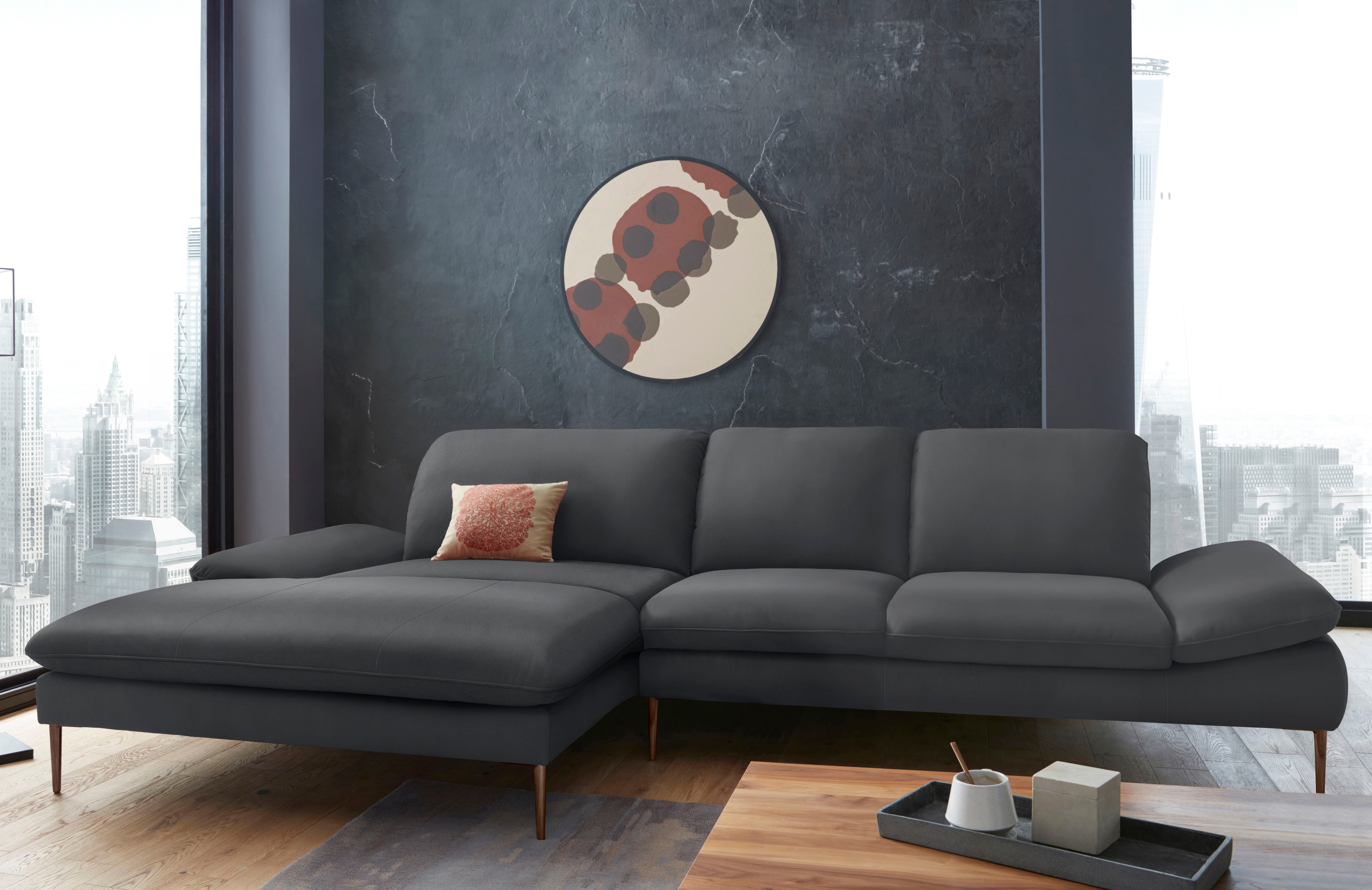 W.SCHILLIG Ecksofa "enjoy&MORE, Designsofa, bequem, elegant und zeitlos, L-Form" Sitztiefenverstellung, Füße bronze pulverbeschichtet, Breite 340 cm