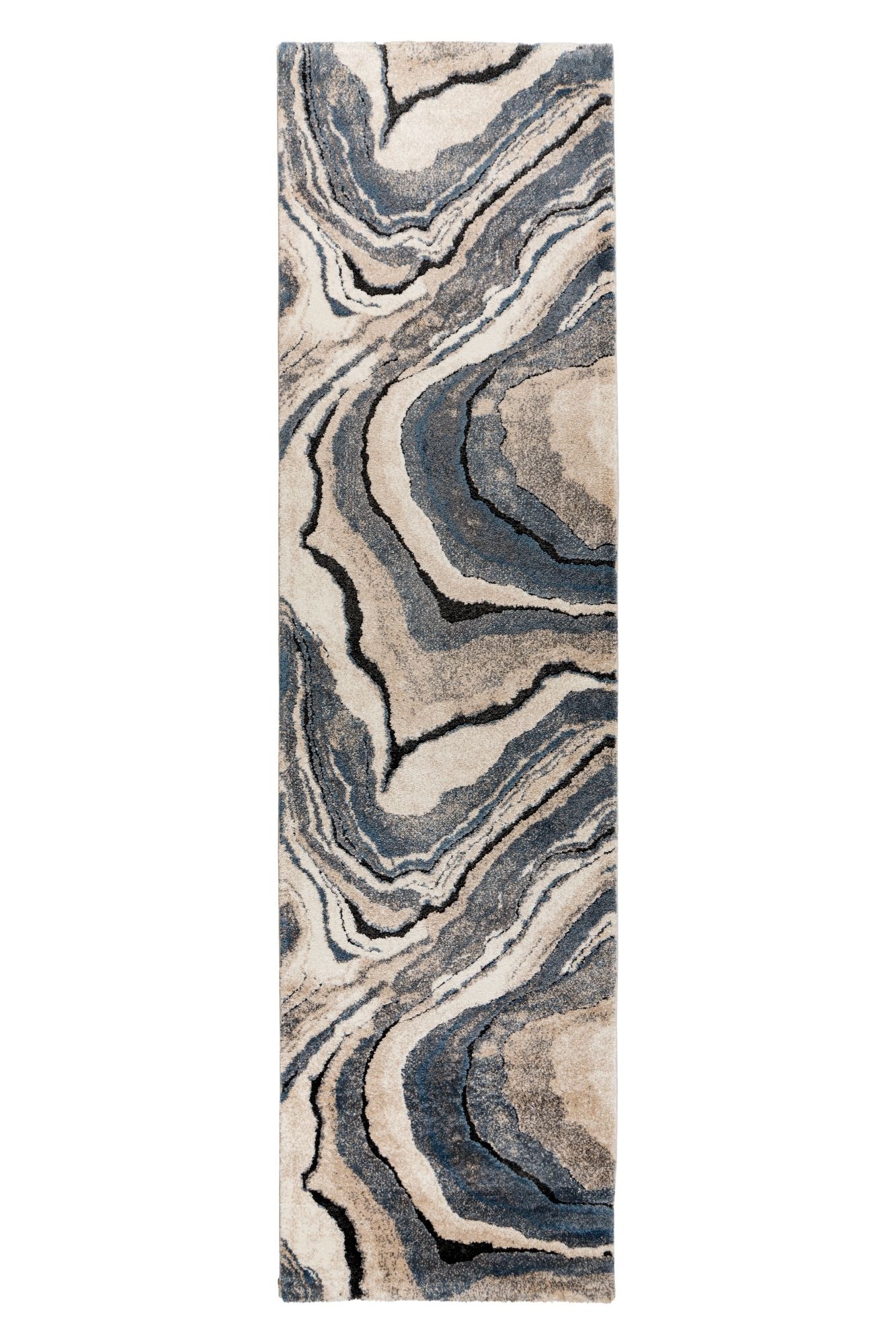 Teppich KAYOOM "Firenze 486", blau, B:80cm H:22mm L:300cm, Polypropylen, Teppiche, Teppich, Kurzflor, Modernes Muster, Fußbodenheizungsgeeignet, Wohnzimmer