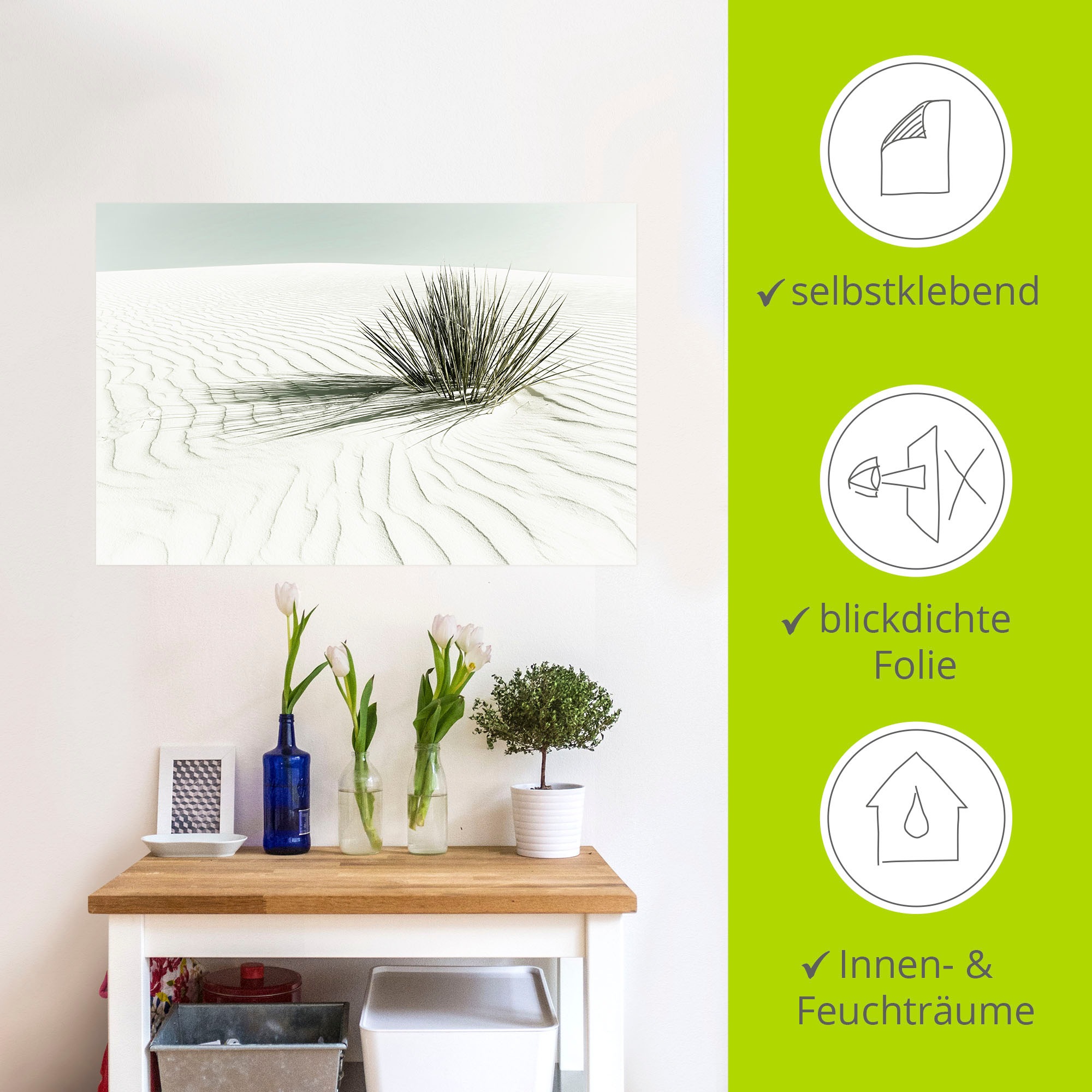 Artland Wandbild »Dünen, weißer Sand Vintage«, Strandbilder, (1 St.), als Alubild, Outdoorbild, Leinwandbild, Poster, Wandaufkleber