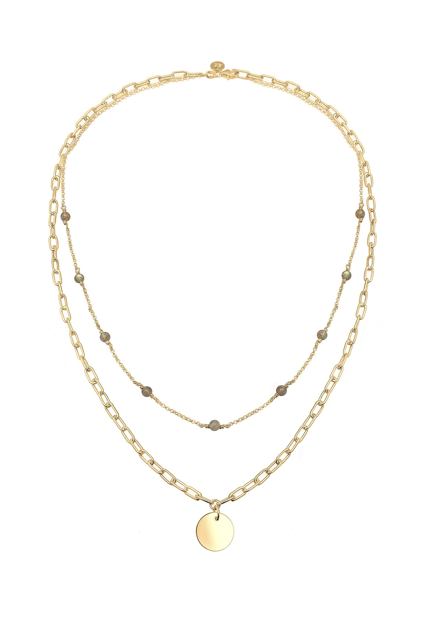 Elli Premium Collierkettchen »Layer Gliederkette Labradorit 925 Sterling Silber«