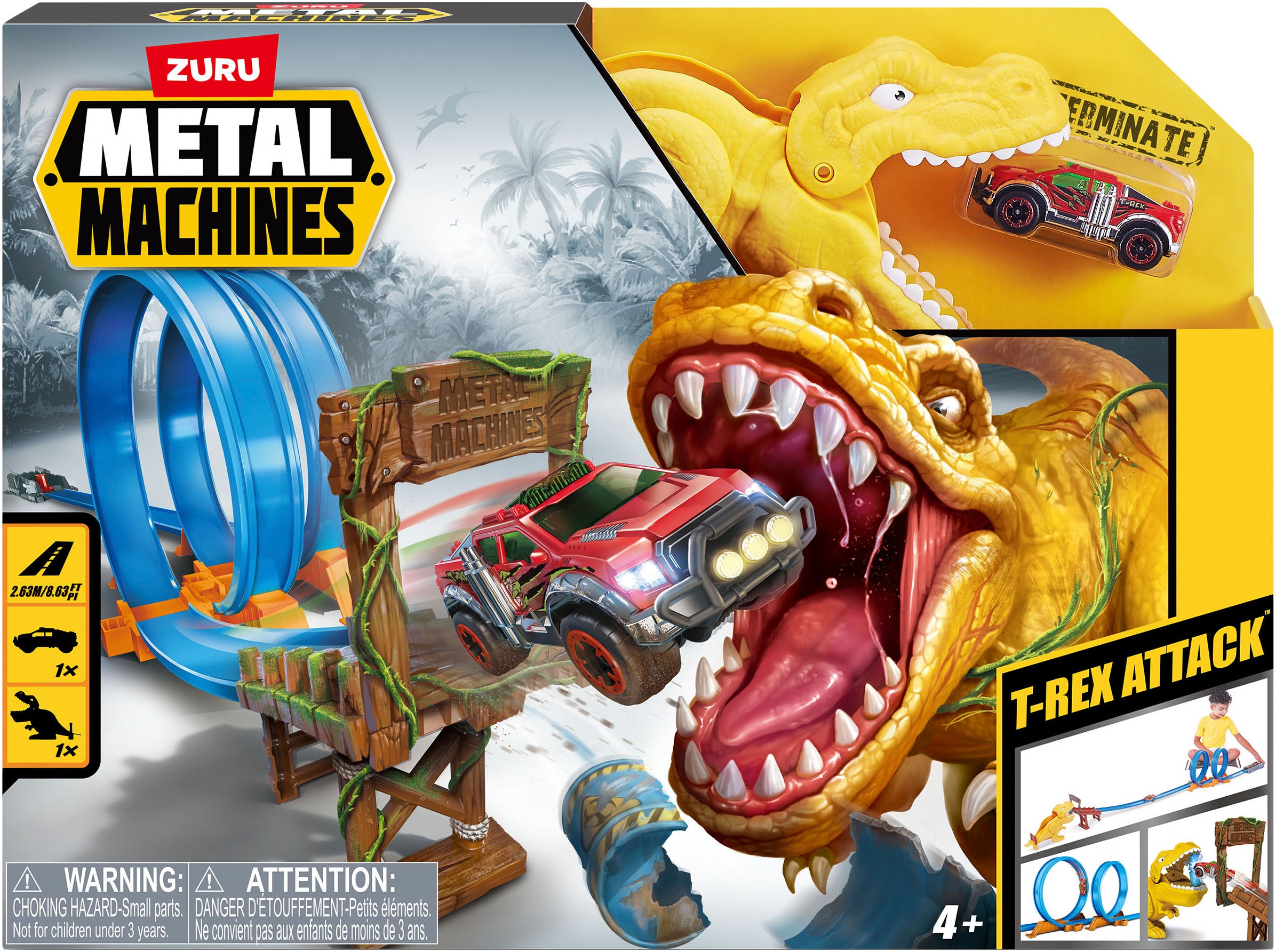 ZURU Autorennbahn »Metal Machines, T-Rex Attack« Inkluisve 1 Fahrzeug