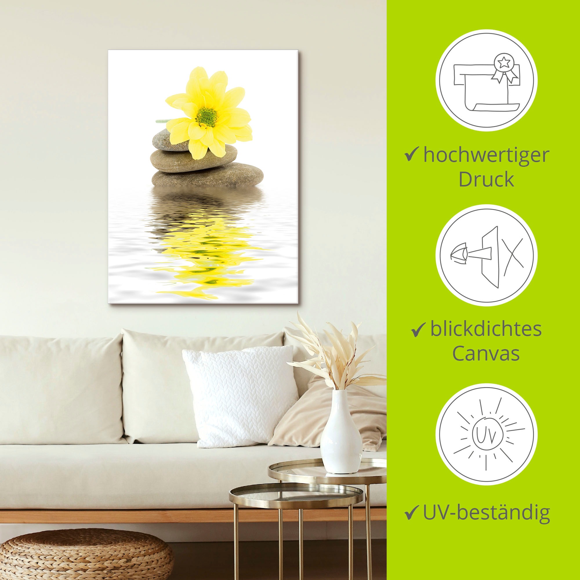 Artland Wandbild »Zen Spa Steine mit Blumen II«, Zen, (1 St.), als Alubild, Outdoorbild, Leinwandbild, Poster in verschied. Größen