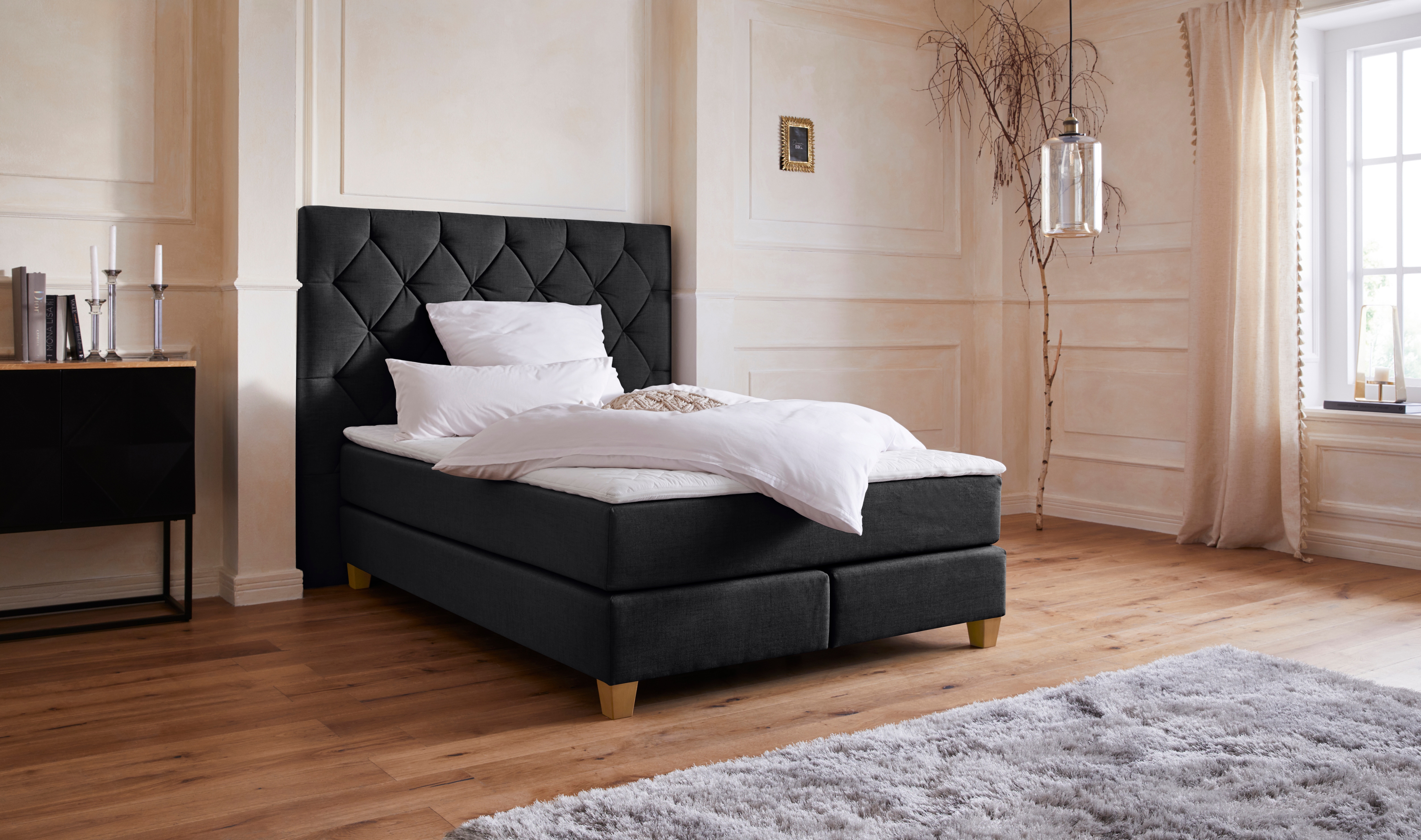 Home affaire Boxspringbett "Harmones hoch" in 3 Breiten, Härtegrad auch im Mix mit je 1 Matratze in H2 und H3