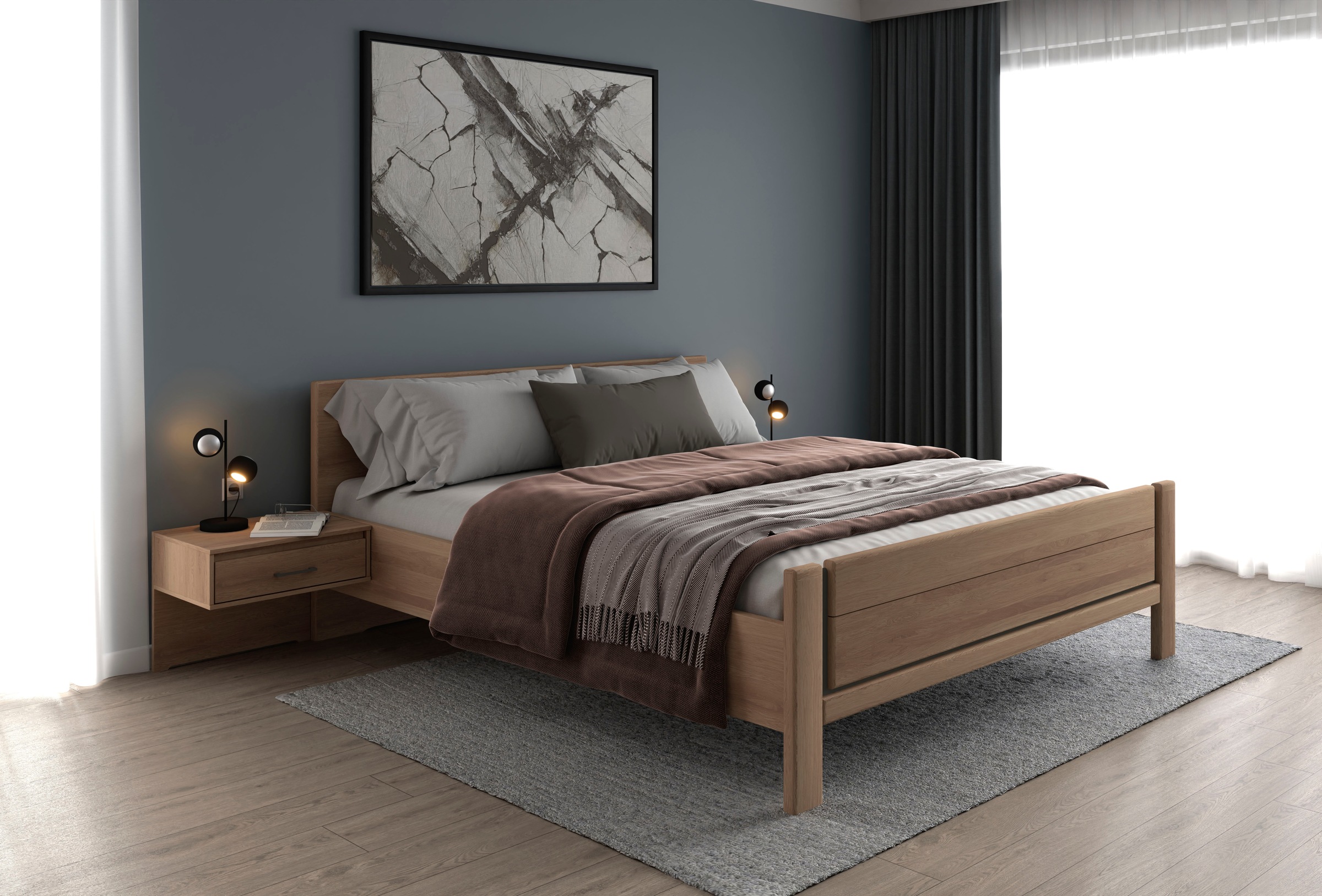 Musterring Holzbett "Sorrent, Bettgestell, Bettrahmen, teilmassiv Eiche", ( günstig online kaufen