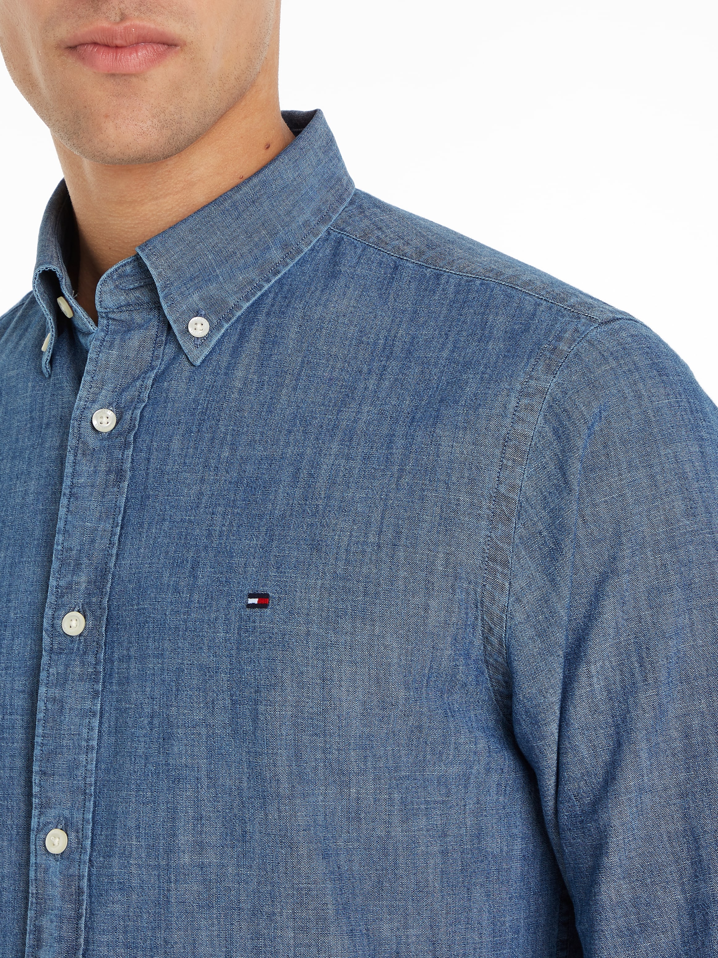 Tommy Hilfiger Langarmhemd »CHAMBRAY SOLID RF SHIRT«