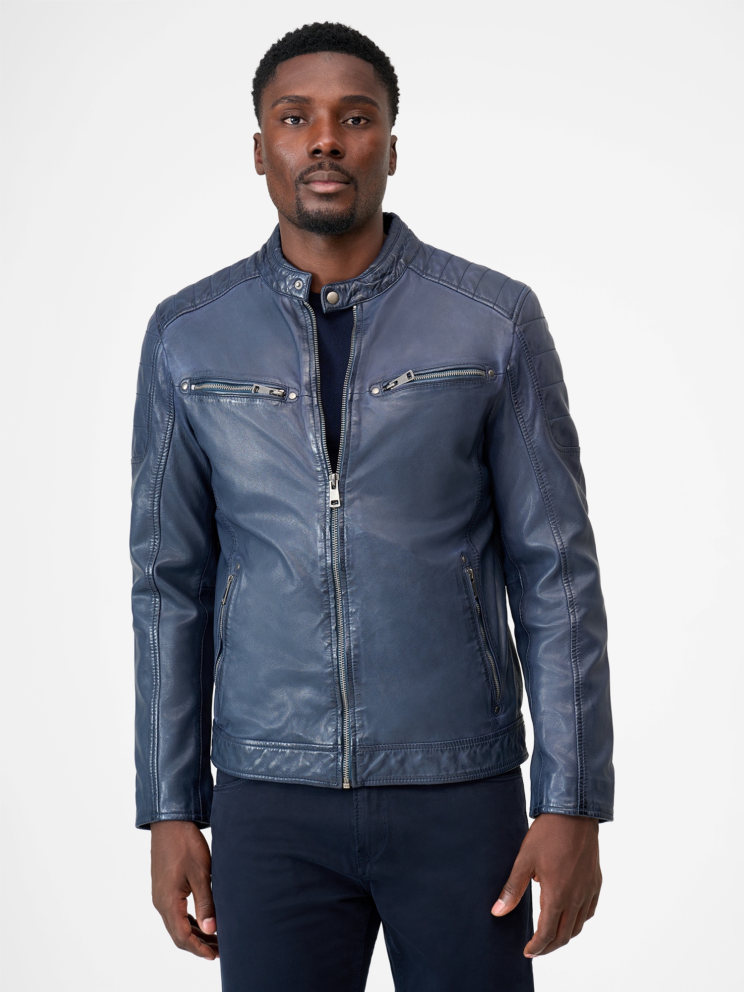 RICANO Bikerjacke »Lederjacke Gerard« ohne Kapuze Handgefertigt aus echtem Leder