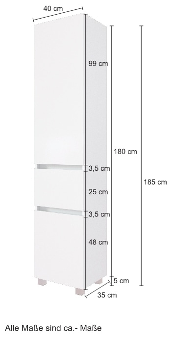 welltime Seitenschrank »Kaunas«, 40 cm breit, mit Schubkasten, Soft-Close-Funktion