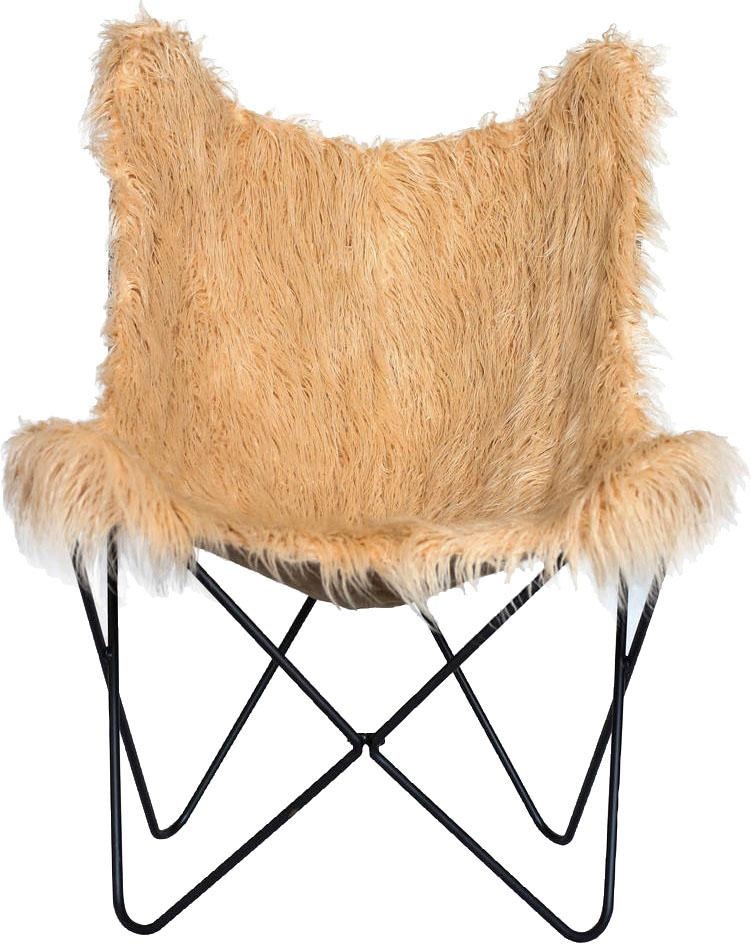 Kayoom Stuhl »Schmetterling-Stuhl Lynn 110, weicher Bezug aus Kunstfell« () 1 Stk.weicher Bezug aus Kunstfell, teilweise handgefertigt