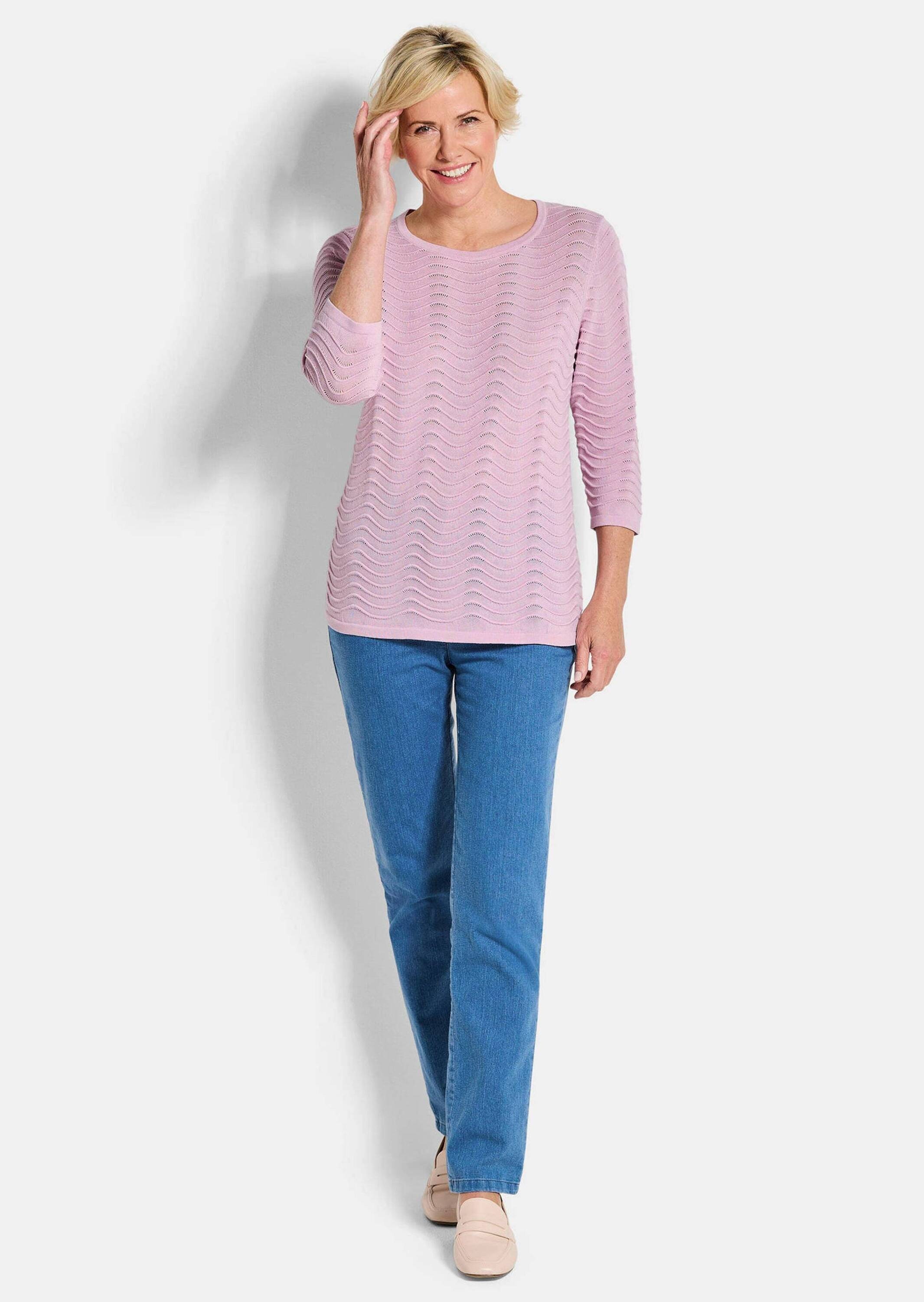 GOLDNER Rundhalspullover "Sommerpullover mit Wellenstruktur" moderner Welle günstig online kaufen