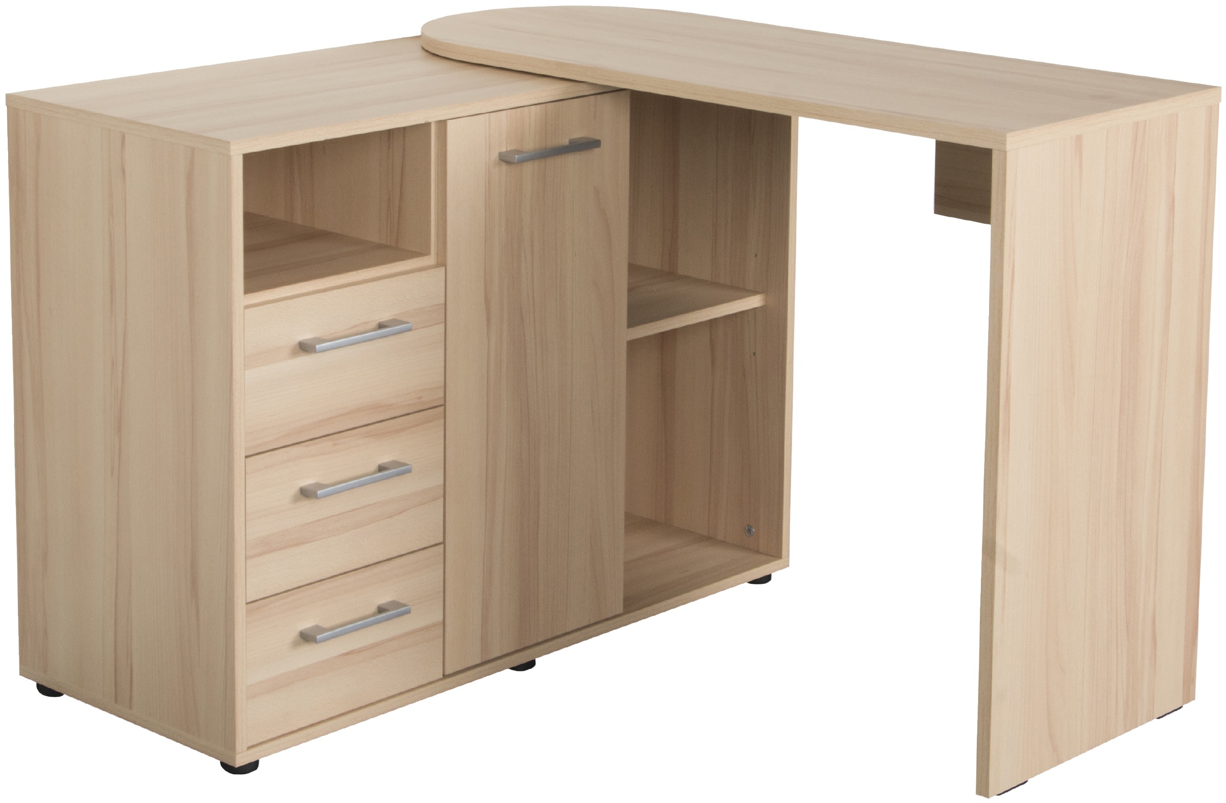 Schreibtisch VOGL MÖBELFABRIK "1246 mit schwenkbarer Tischplatte", braun (wildbuche), B:98cm H:71cm T:40cm, Tische, Schreibtisch, platzsparend, Breite 98-149 cm, Made in Germany