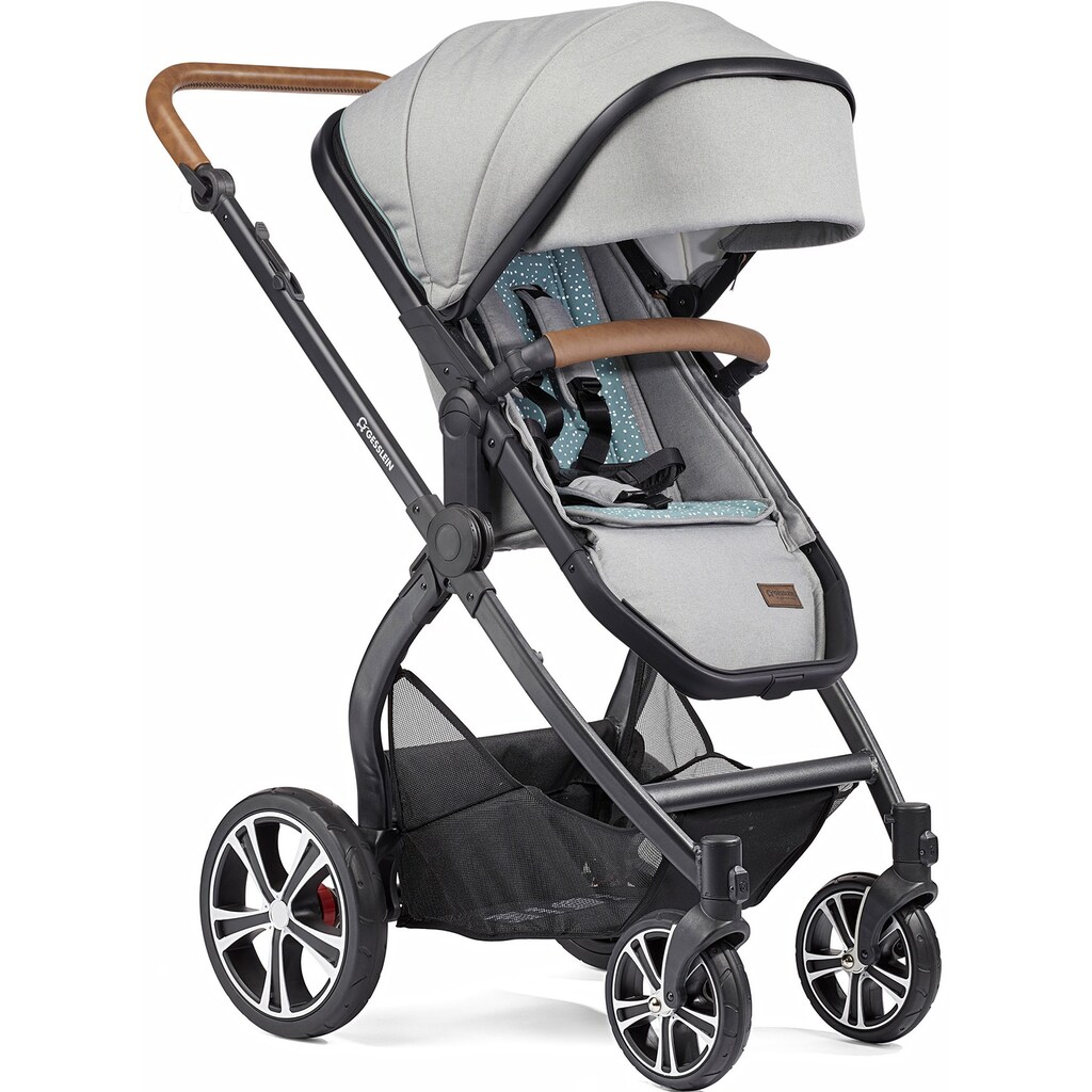 Gesslein Kombi-Kinderwagen »FX4 Life, schwarz/tabak, granitgrau meliert/Petrol Tupfen«, mit Wanne CX3; Design & Handarbeit aus Deutschland