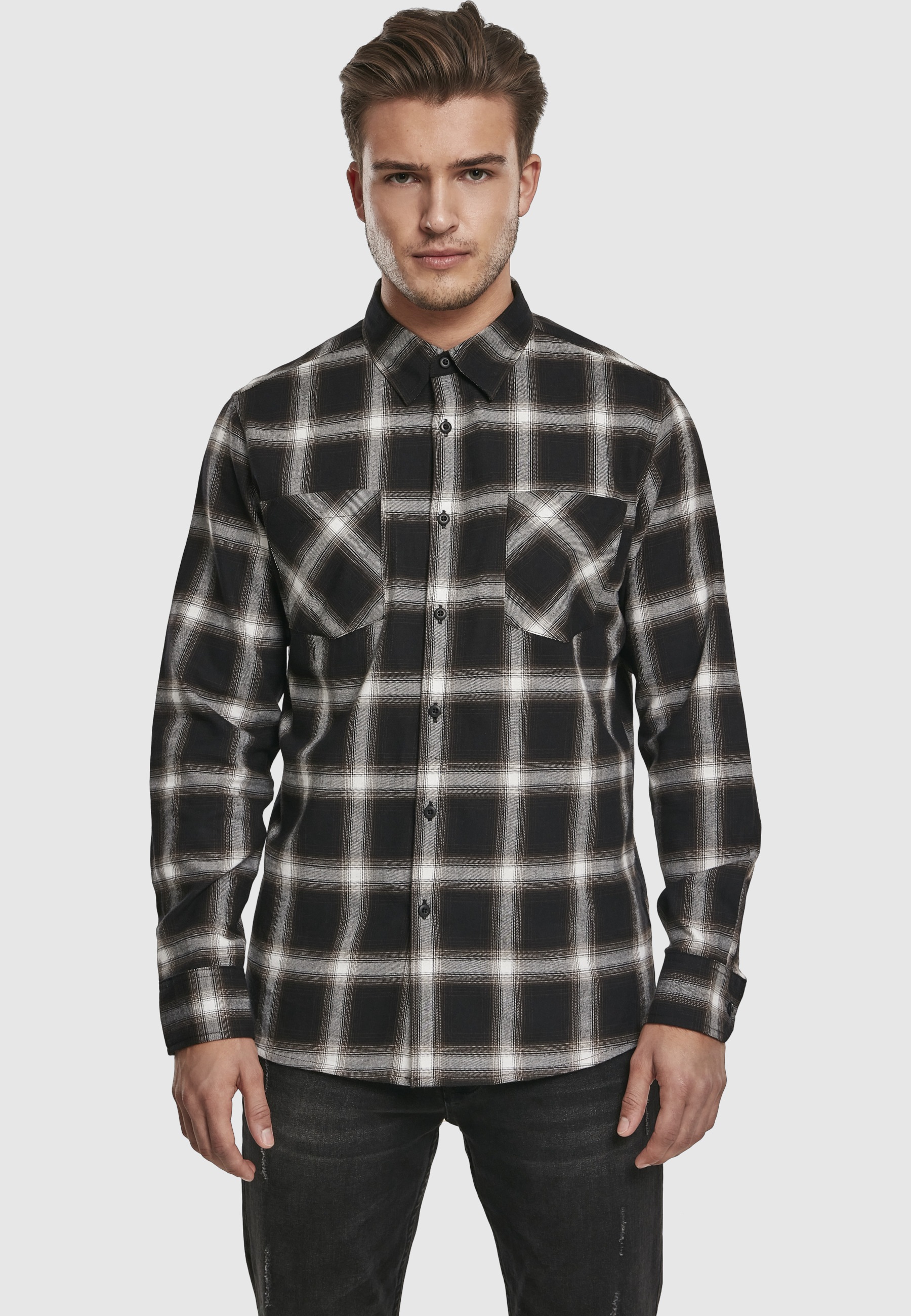 URBAN CLASSICS Kurzarmshirt »Urban Classics Herren Checked Flanell Shirt 6« 1 Stk.