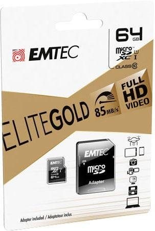 EMTEC Speicherkarte »microSD UHS-I U1 EliteGold«, (Class 10 85 MB/s Lesegeschwindigkeit), inkl. SD-Karten-Adapter