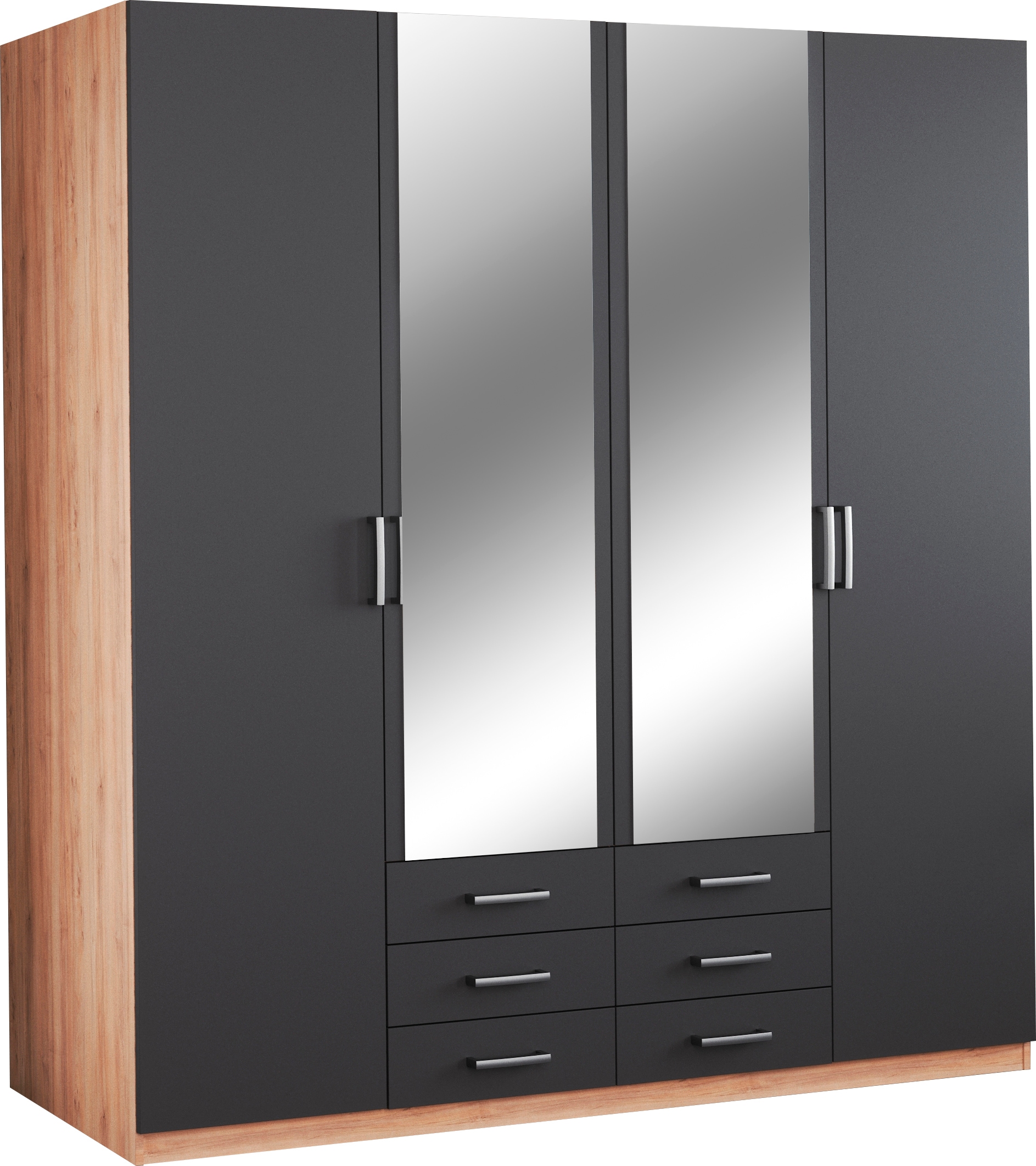 priess Kleiderschrank "Amsterdam, viel Stauraum durch viele Schubkästen, Spiegeltüren" Optional mit LED-Beleuchtung, Made in Germany