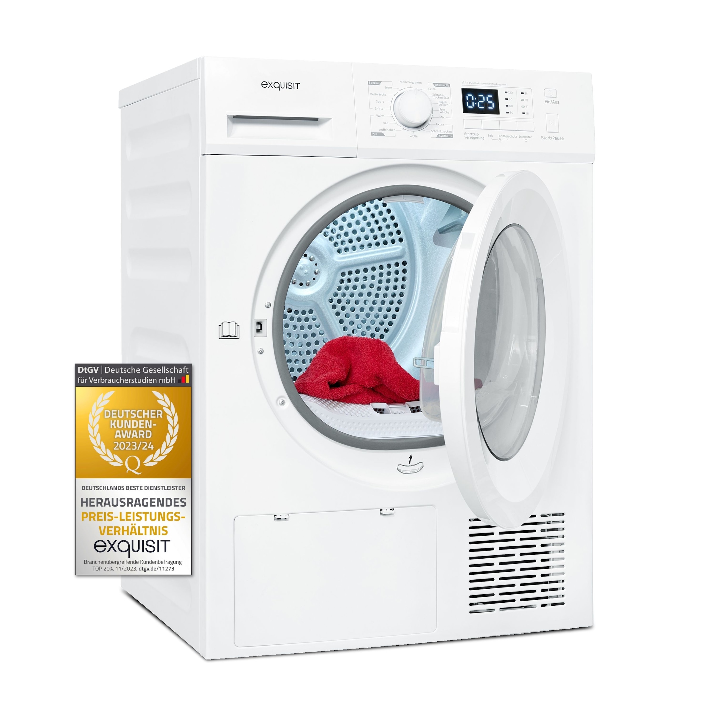exquisit Wärmepumpentrockner »TWP1001-030D weiss«, 10 kg Füllmenge, 16 Programme, Startzeitvorwahl, Kindersicherung