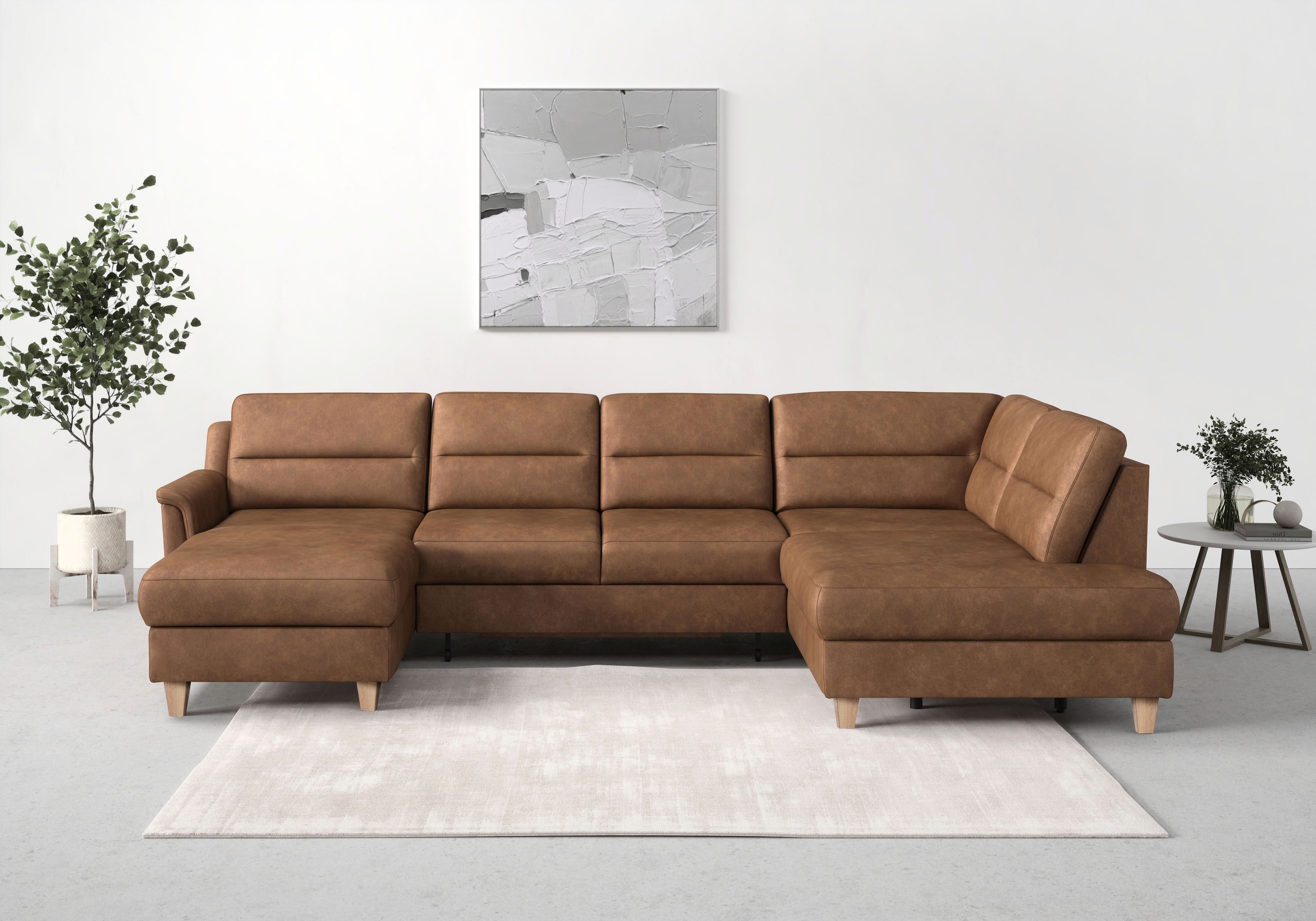 sit&more Wohnlandschaft "Farö U-Form" inklusive Federkern, wahlweise mit Schlaffunktion und Bettkasten