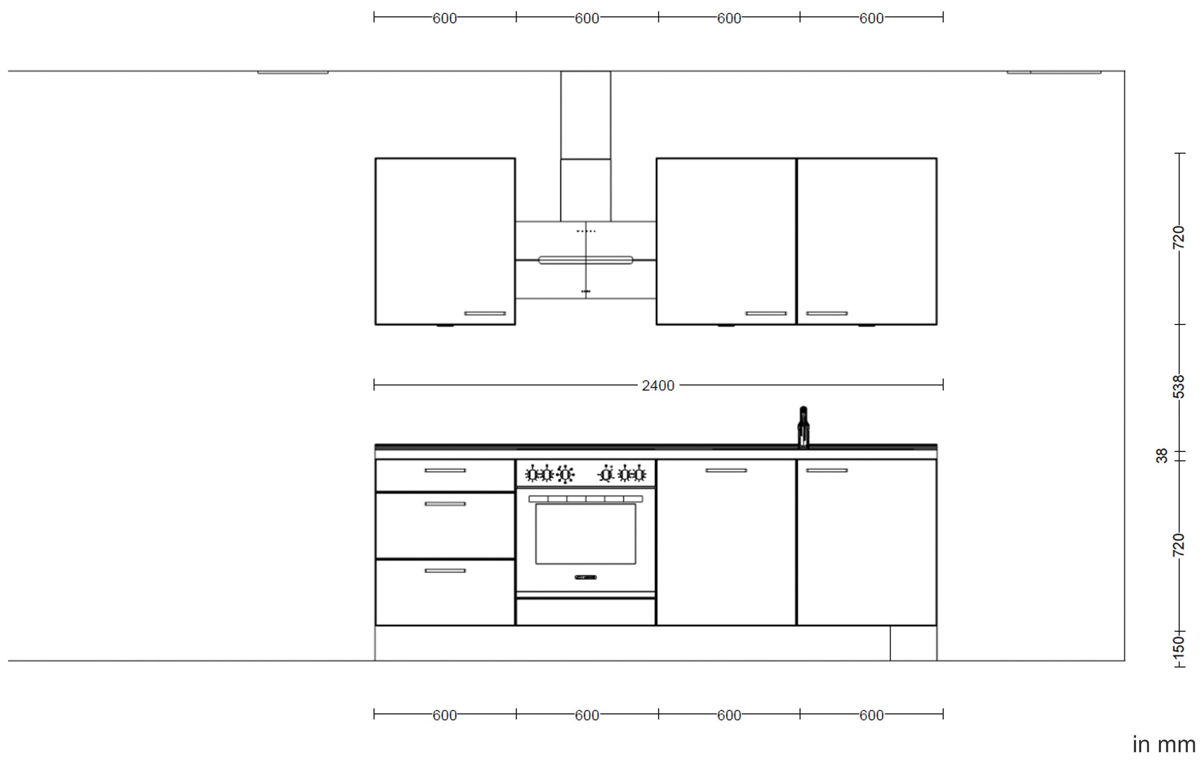 nobilia® Küchenzeile »"Cascada premium"«, vormontiert, Breite 240 cm, Ausrichtung wählbar, wahlw. mit E-Geräten