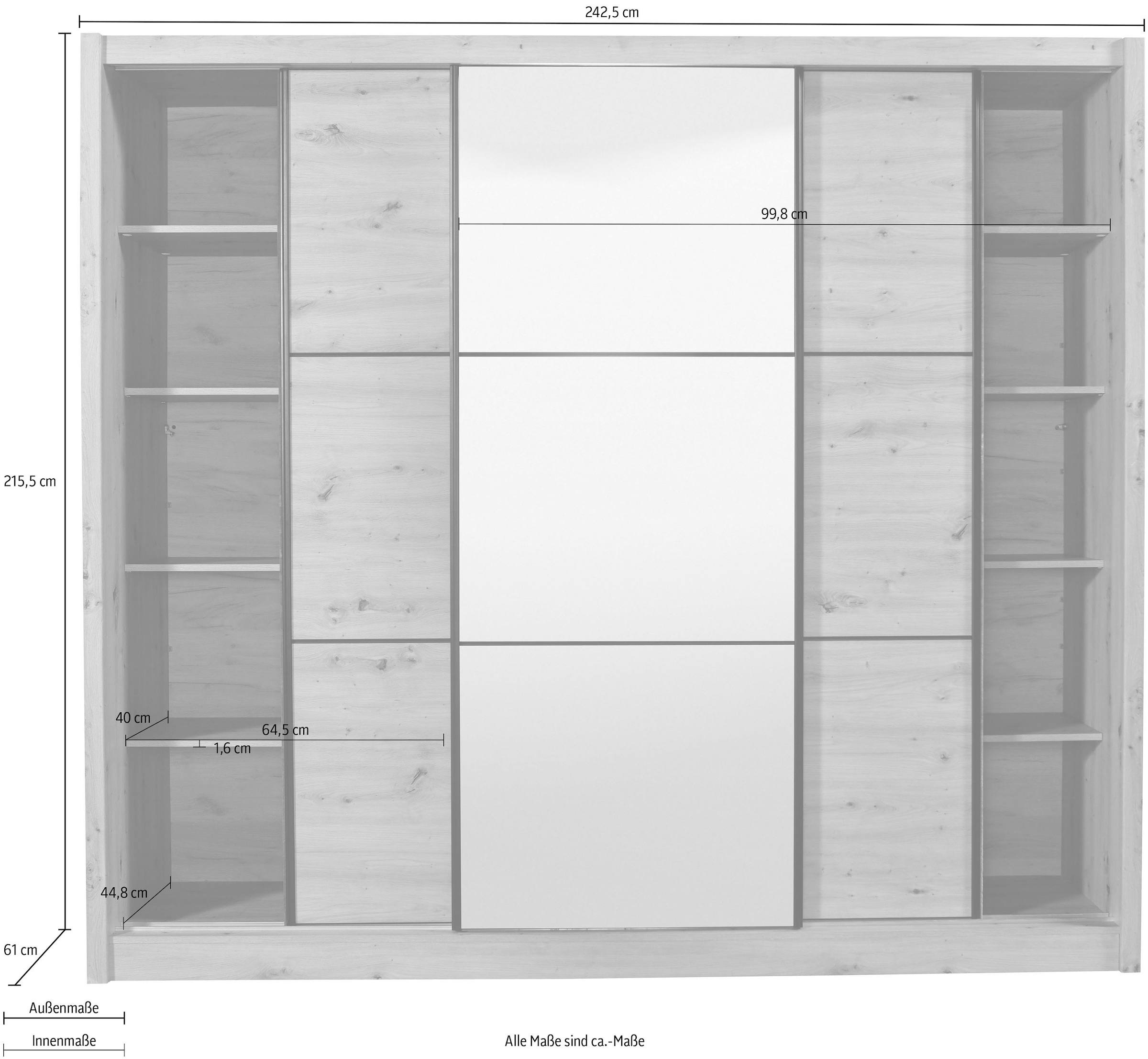 INOSIGN Schwebetürenschrank »Navara«, zusätzlichen mit und BAUR | Einlegeböden Spiegel bestellen