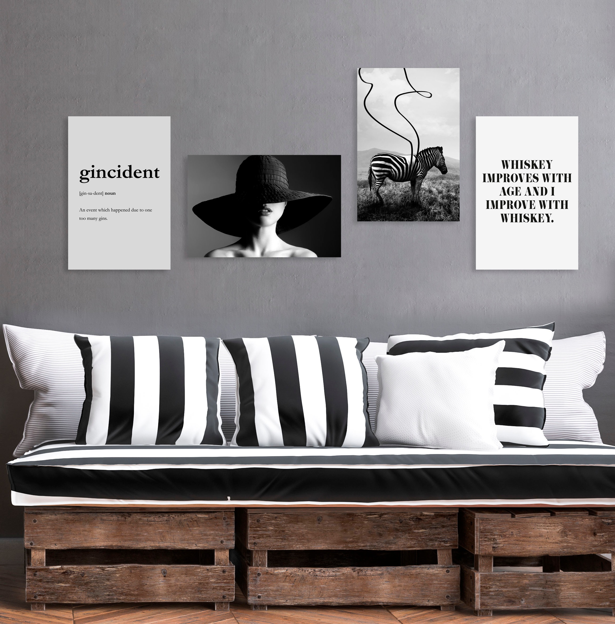 queence Bild »gincident«, (1 St.), HD Premium Poster-Druck inkl. Holzrahmen