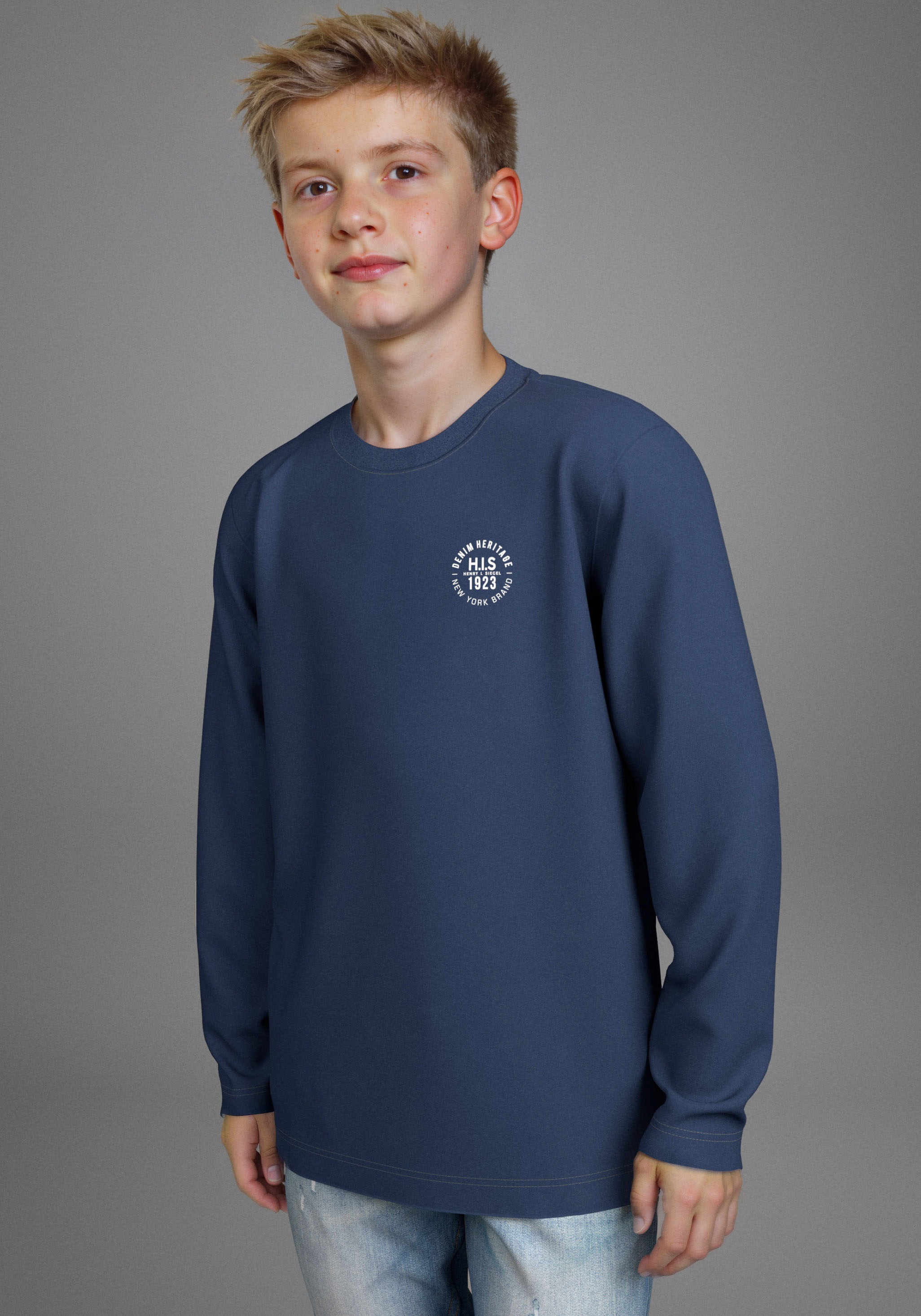 Thumbnail - H.I.S Langarmshirt "2er Pack Shirts mit Logoprint für Jungen" Packung, 2, 2 Stk. Für TEENS. 2er Pack Shirts