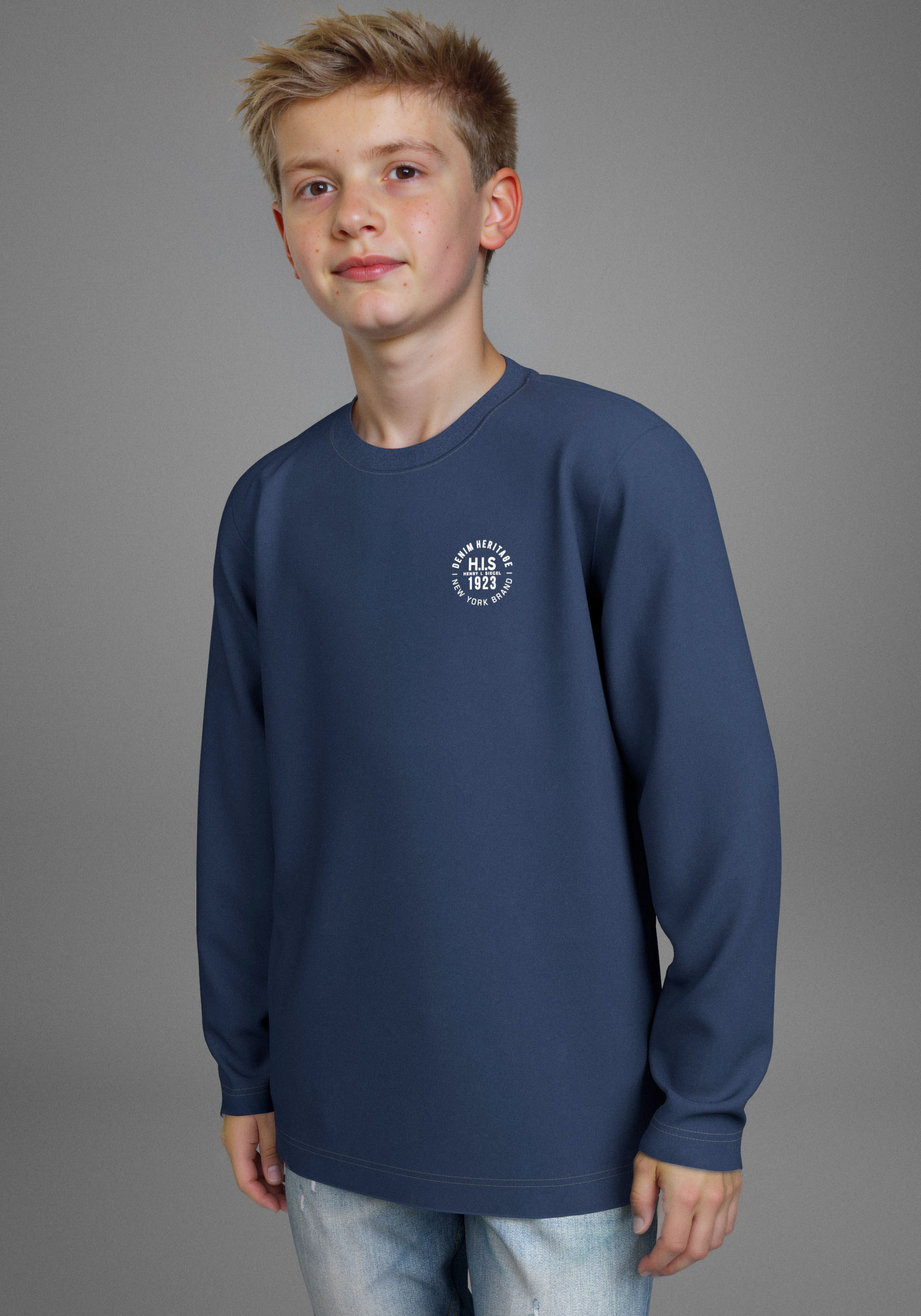 Thumbnail - H.I.S Langarmshirt "2er Pack Shirts mit Logoprint" Packung, 2, 2 Stk. tlg. NEU: H.I.S für TEENS 2er Pack Shirts