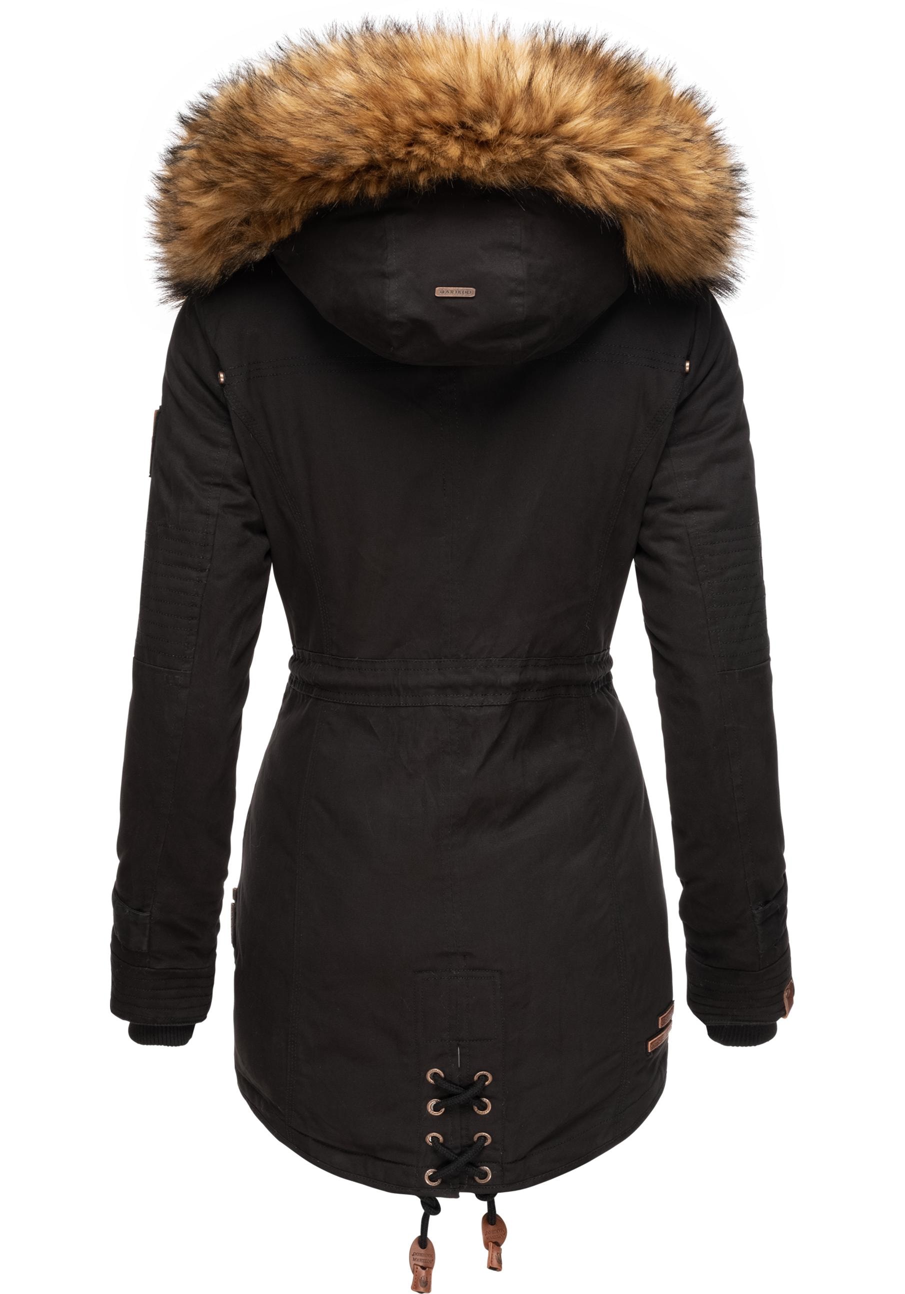 Marikoo Wintermantel »La Viva Prc«, stylischer Winterparka mit abnehmbarem Kunstfell