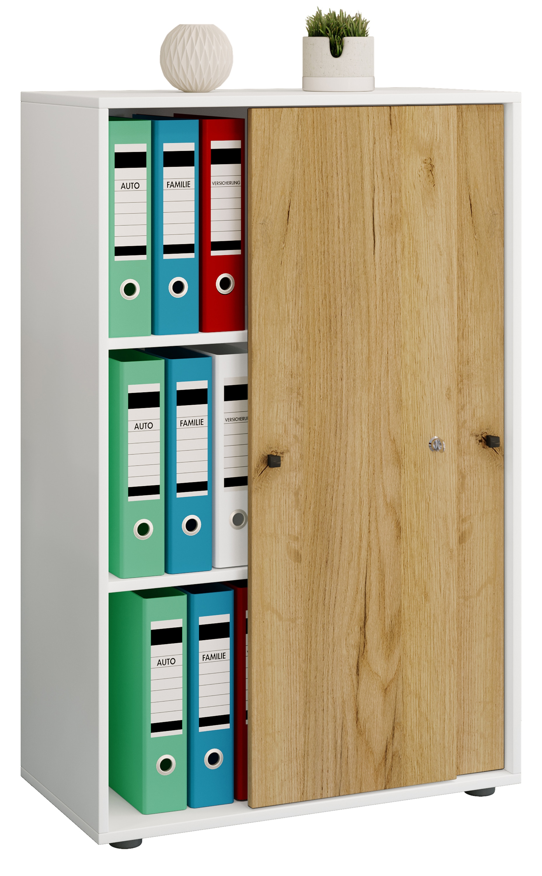 VCM Aktenschrank "Büroschrank Aktenschrank Schiebetüren Lona 3fach" 1 Stk. tlg.