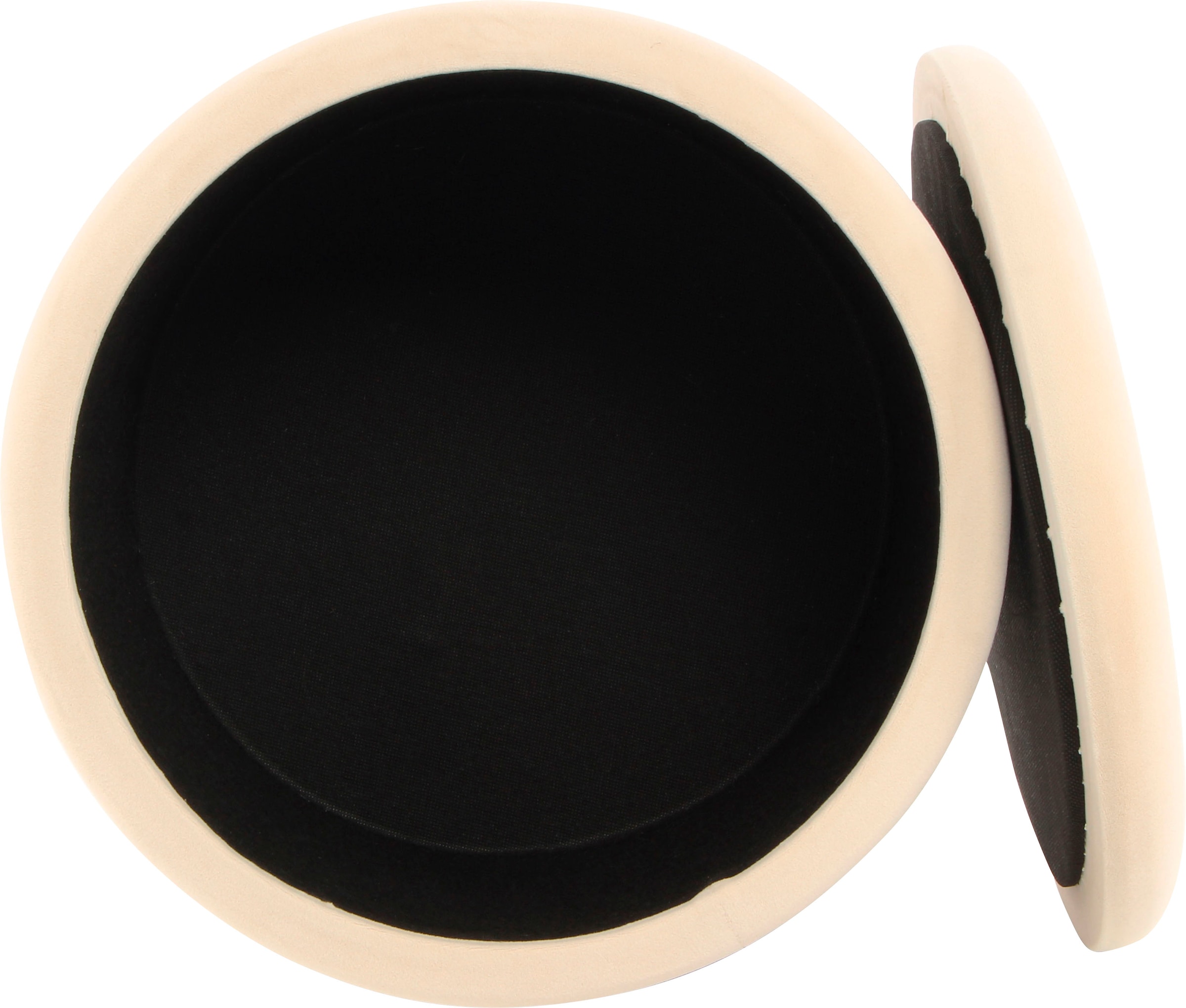 Kayoom Stauraumhocker »Hocker Zero 525, Sitzhocker mit Komfort,runde, moderne Form«, (1 St.), glamourös, elegant, mit Stauraum, Bezug aus samtweichem Stoff