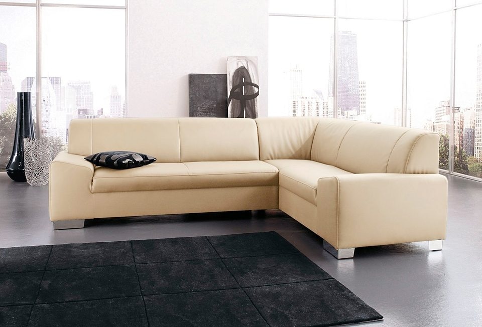 DOMO collection Ecksofa »Alisson, zeitlose Optik, flache Armlehnen, L-Form«, fester Sitzkomfort, wahlweise mit Bettfunktion