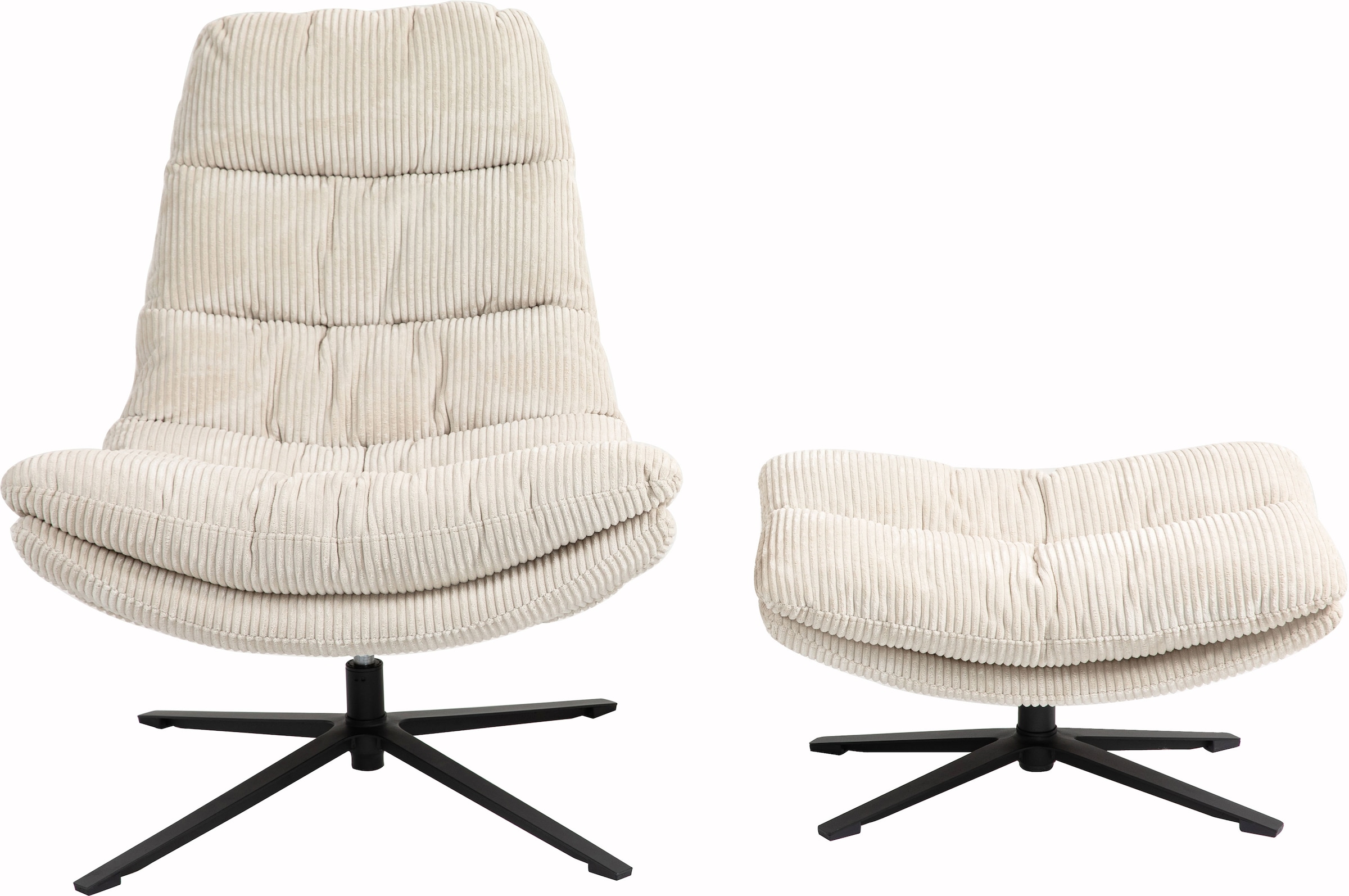 Duo Collection Relaxsessel »Porto«, 360° drehbar, doppelte Polsterung, mit Hocker, bis 115 kg belastbar