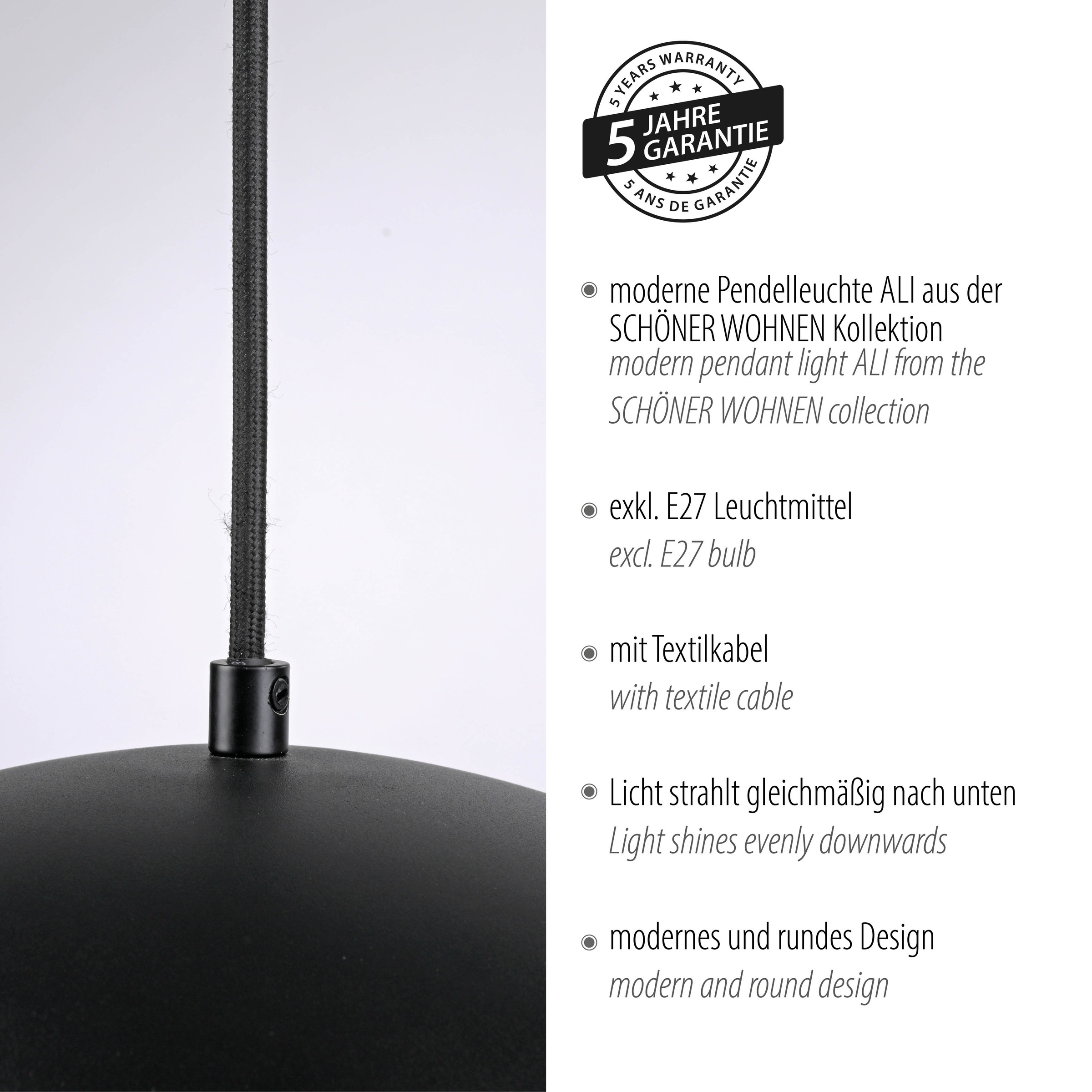 SCHÖNER WOHNEN-Kollektion LED Pendelleuchte »ALI« E27 1 Stk. SCHÖNER WOHNEN Kollektion, Downlight
