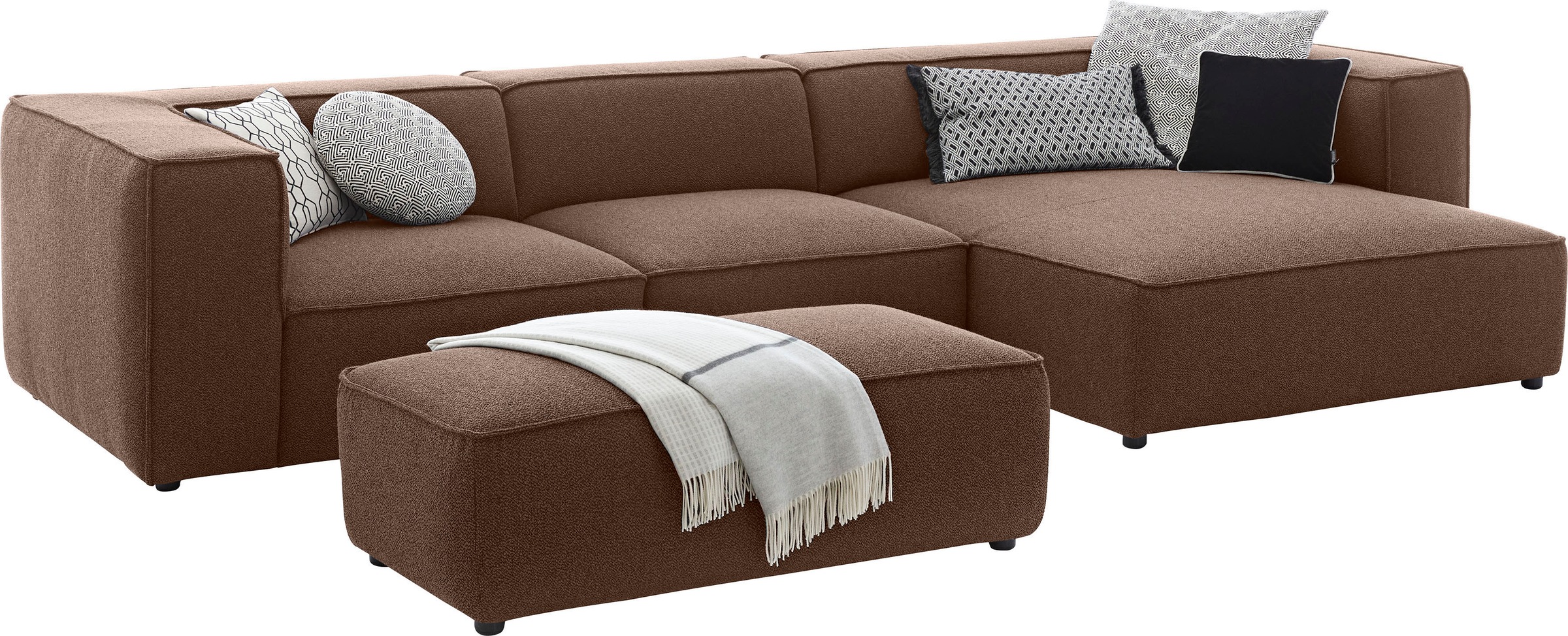 W.SCHILLIG Ecksofa »around-the-block« mit eleganter Biese, mit Federkern, Breite 341 cm