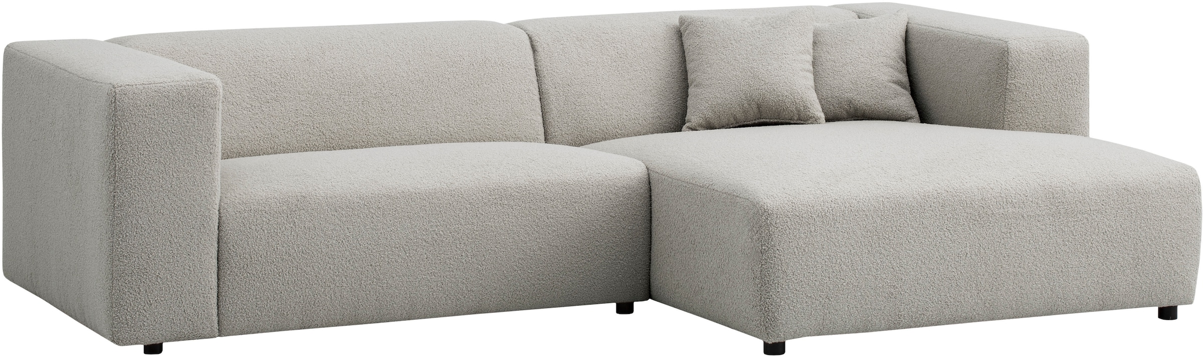 andas Ecksofa »BAKELS, L-Form in Cord oder Boucle-Stoff, moderne Couch«, wahlweise Recamiere rechts/links, bequemer Sitzkomfort