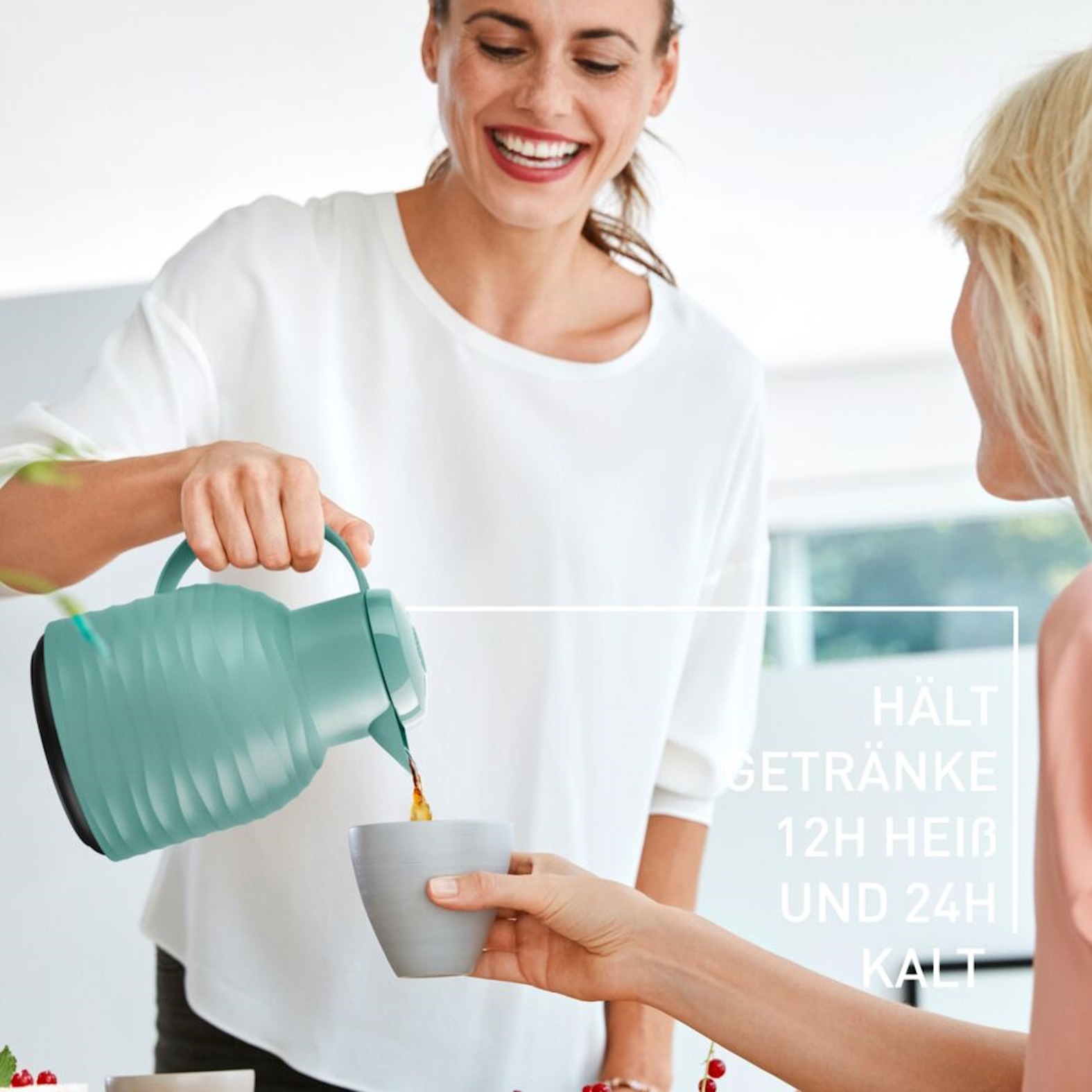 Thumbnail - Emsa Isolierkanne "Samba Wave" 1 l Made in Germany, 12h warm/24h kalt, Quick-Press-Deckel, Glaskolben