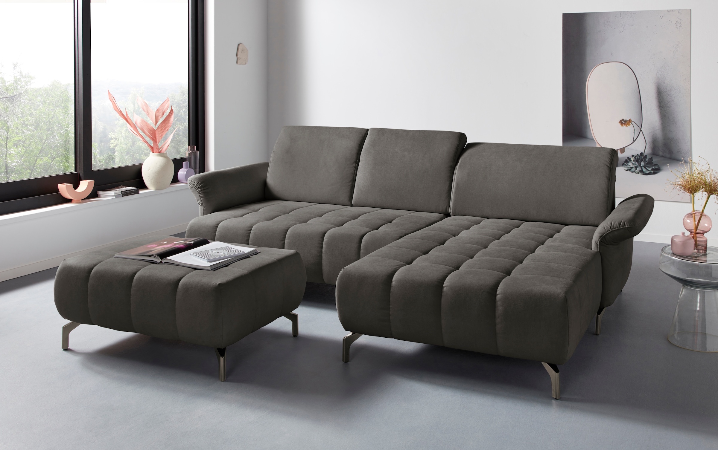INOSIGN Ecksofa »Fresh L-Form«, Federkern, wahlweise Kopfteilverstellung und motorischer Vorziehsitz