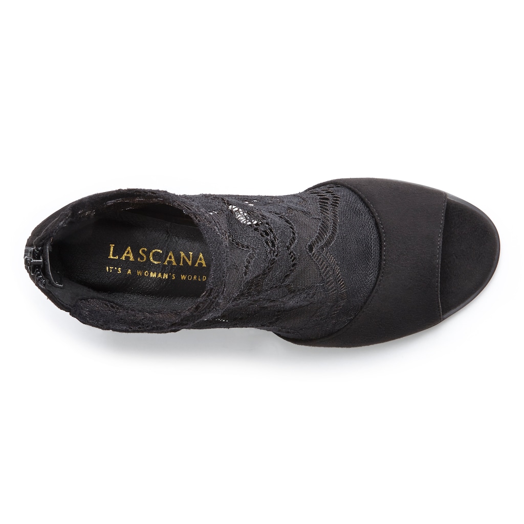 LASCANA Sandalette, Boots vegan mit elastischer Spitze und modischem Blockabsatz