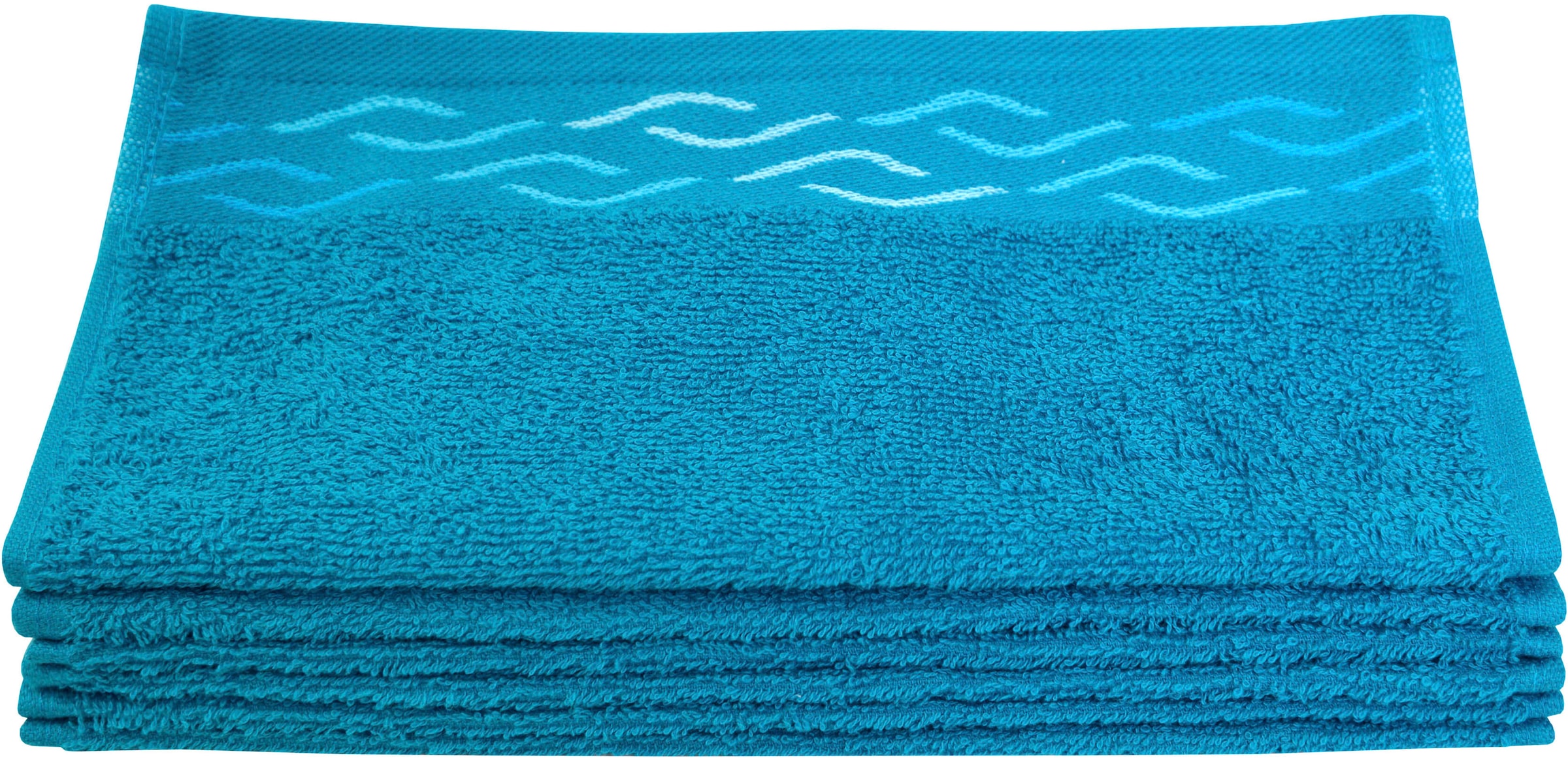 Seiftuch DYCKHOFF, B:30cm L:30cm, blau, Baumwolle, Waschlappen, "Wave", mit Jacquard-Bordüre
