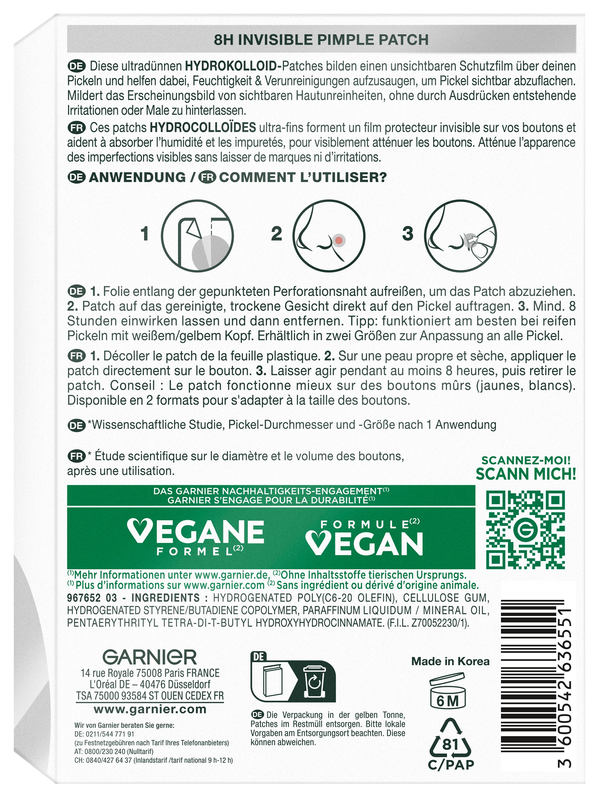 GARNIER Pflegestift »Garnier 8H Invisible Pimple Patch«