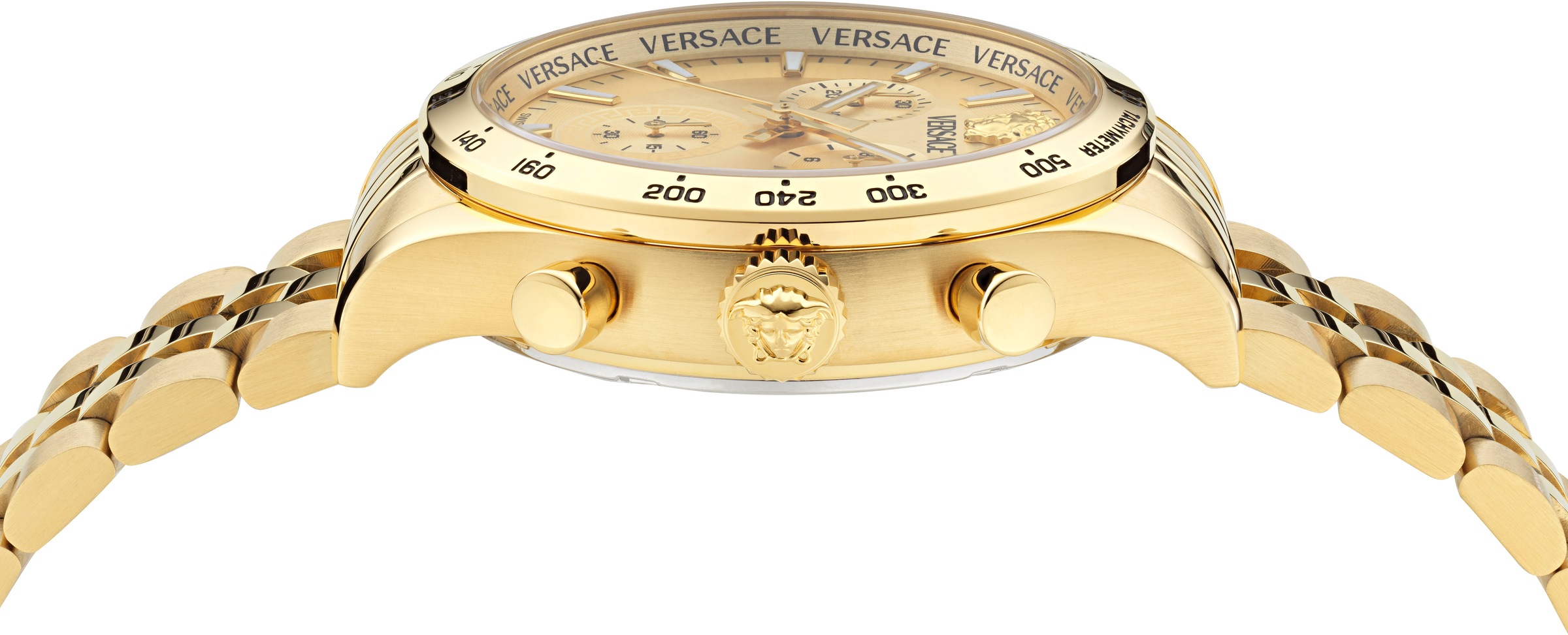 Versace Chronograph »HELLENYIUM CHRONO PETITE«, Quarzuhr, Armbanduhr, Herrenuhr,Swiss Made,Edelstahlband,Stoppfunktion