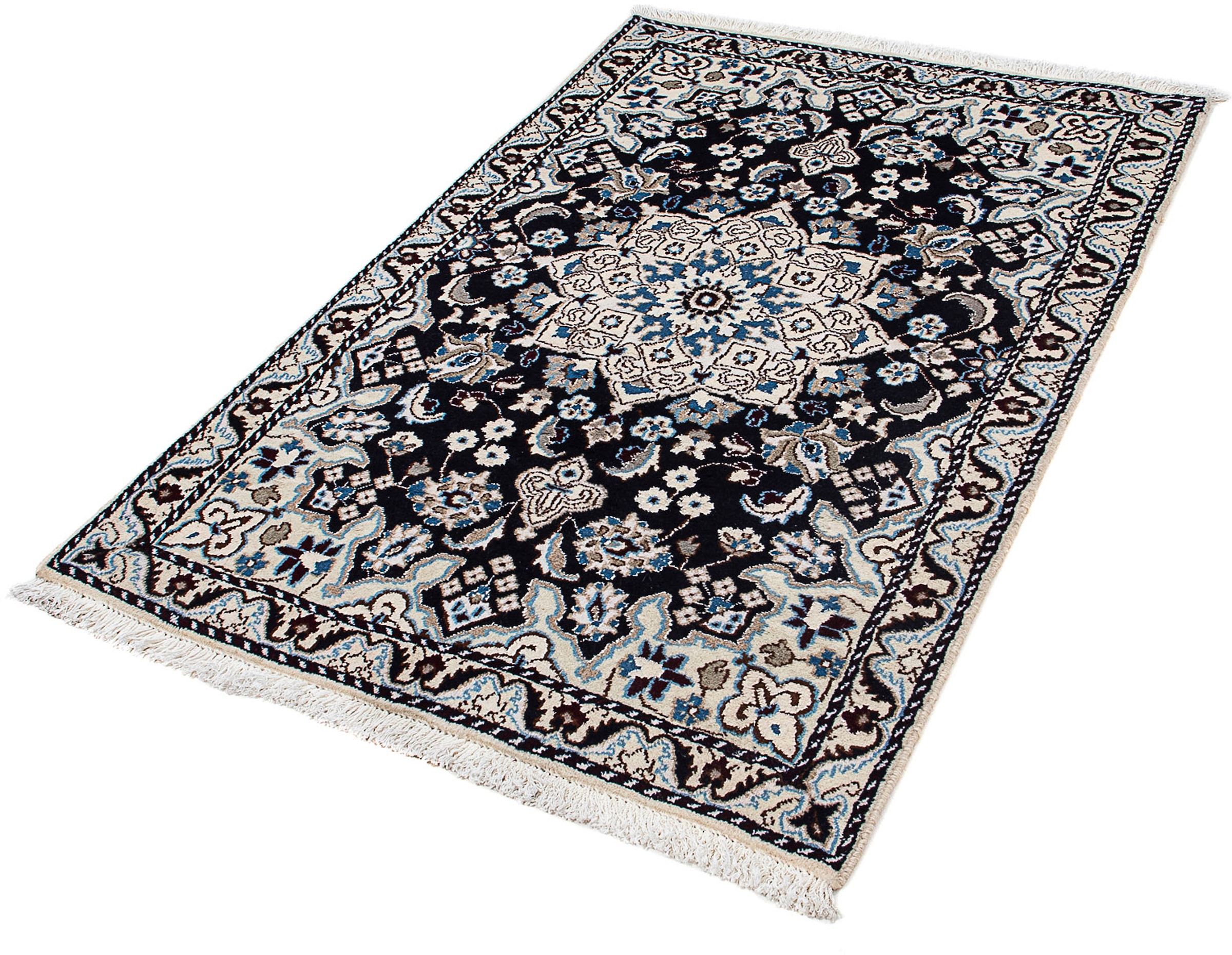 morgenland Orientteppich "Perser - Nain - 137 x 92 cm - dunkelblau", rechteckig, 10 mm Höhe, Wohnzimmer, Handgeknüpft, E