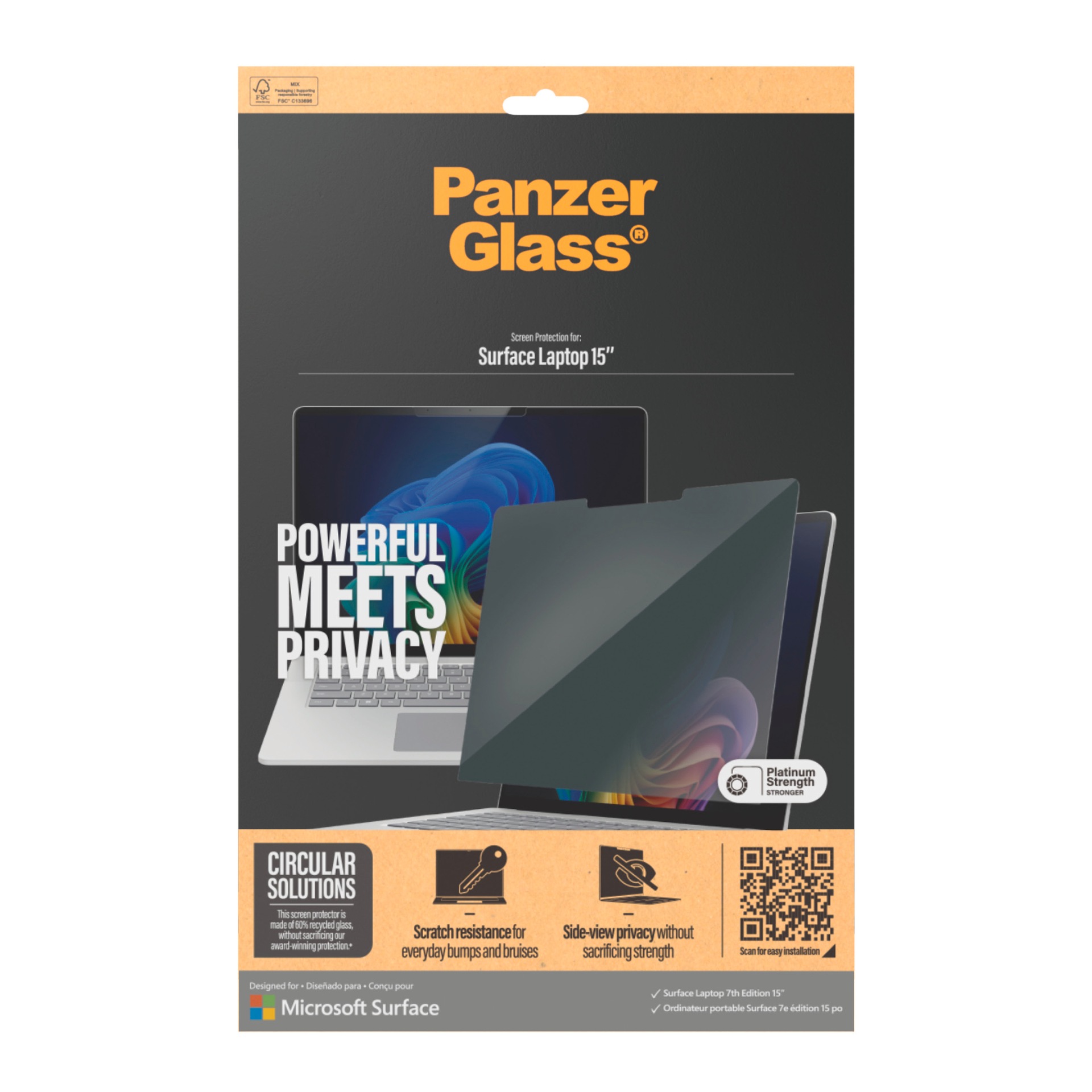 CARE by PanzerGlass Displayschutzfolie »Privacy Filter Screen Protector«, für Microsoft Laptop 15 7th Edition, Displayschutz, Schutzfolie, Blickschutz, kratz- & stoßfest